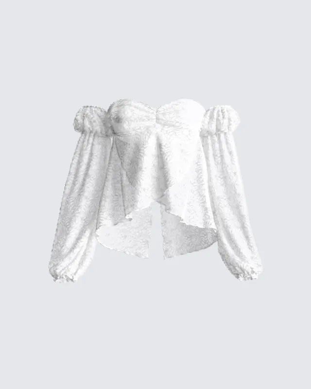 Birdie White Sheer Floral Top sold by Finesse