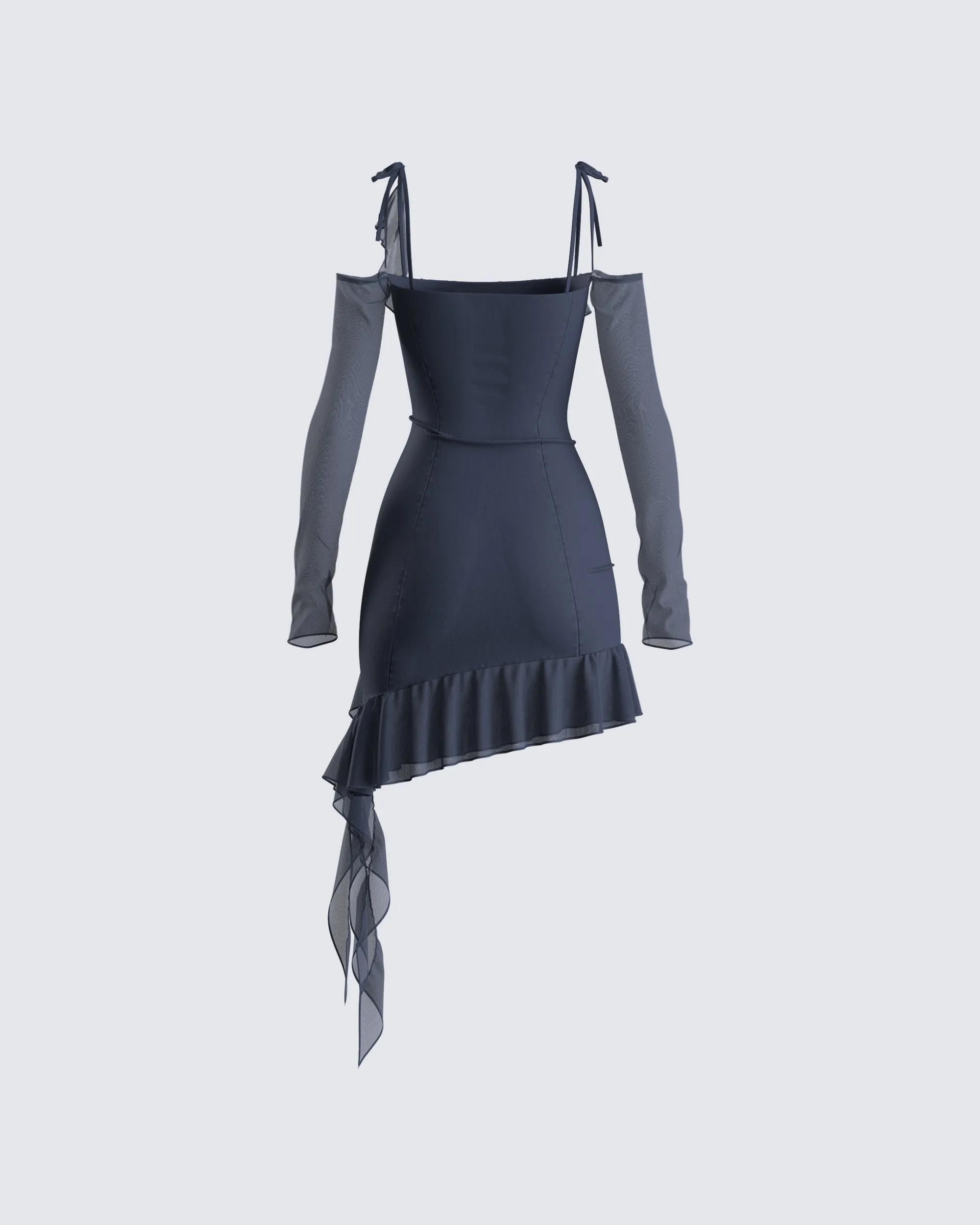 Solene Navy Mesh Mini Dress sold by Finesse product image thumbnail 3