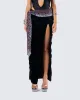 Samantha Black Velvet Maxi Skirt sold by Finesse