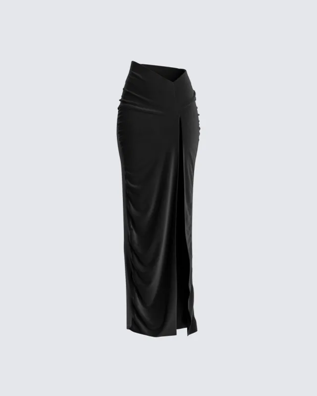 Samantha Black Velvet Maxi Skirt sold by Finesse