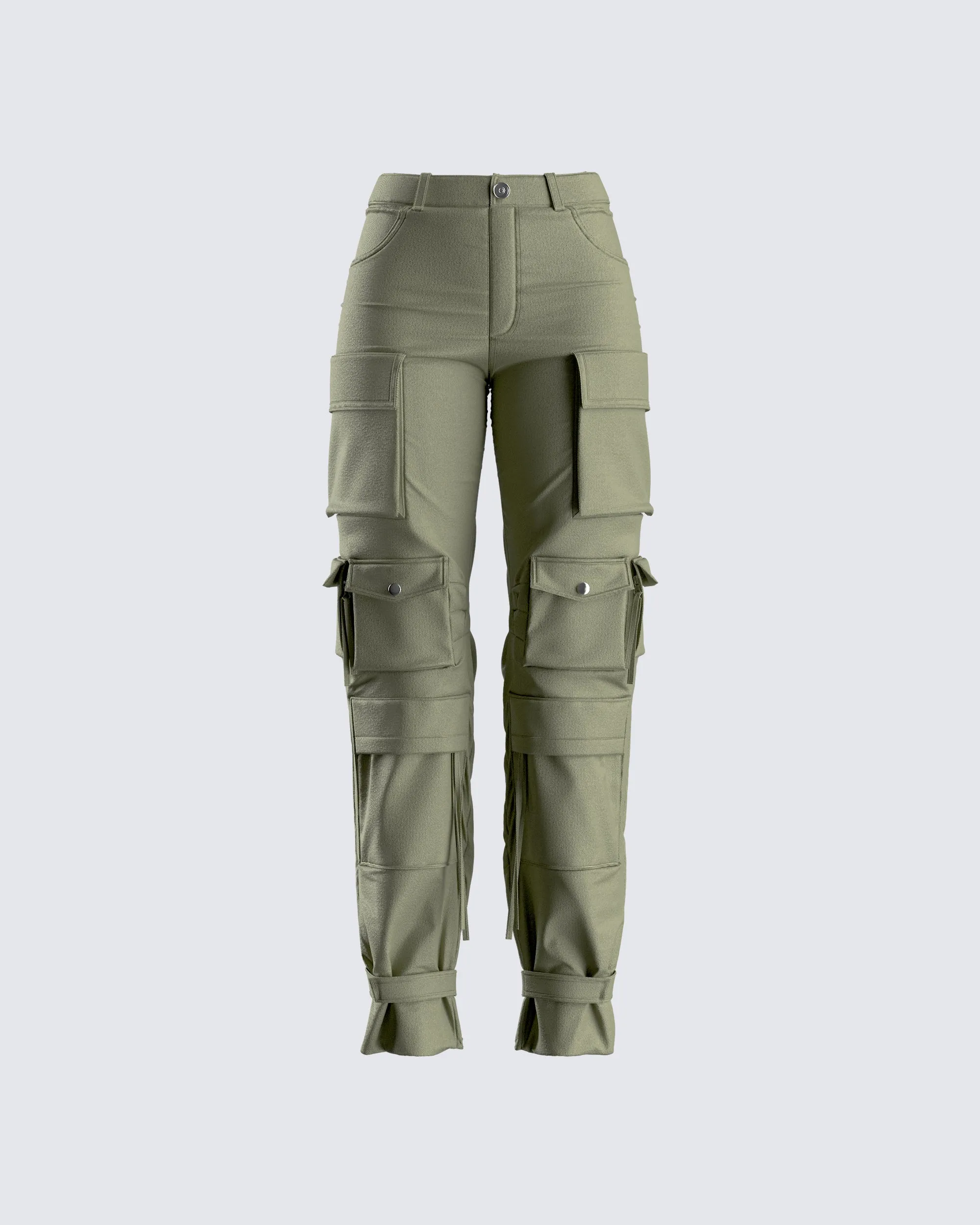 Eleni Olive Utility Pocket Pant sold by Finesse