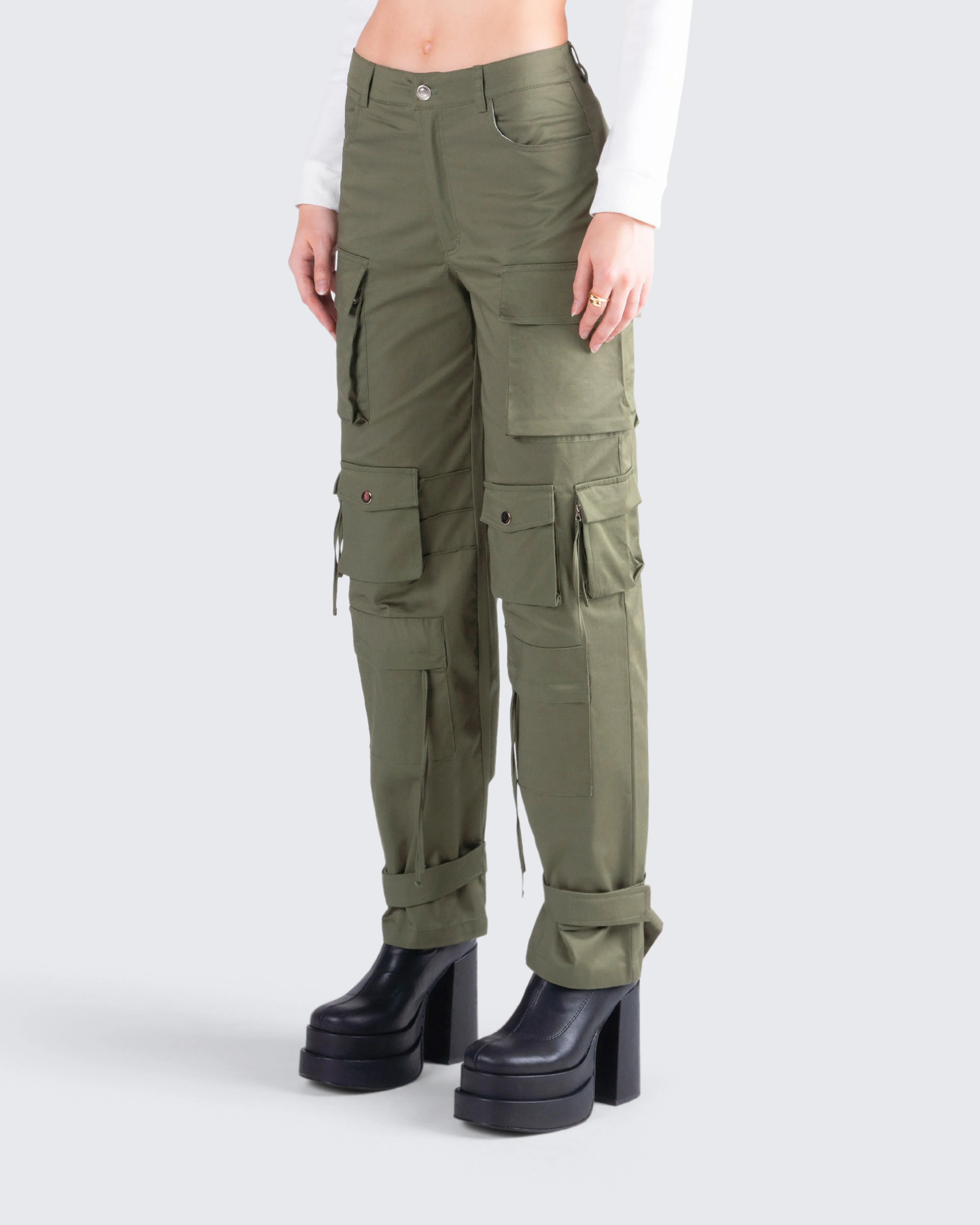 Eleni Olive Utility Pocket Pant sold by Finesse product image thumbnail 5
