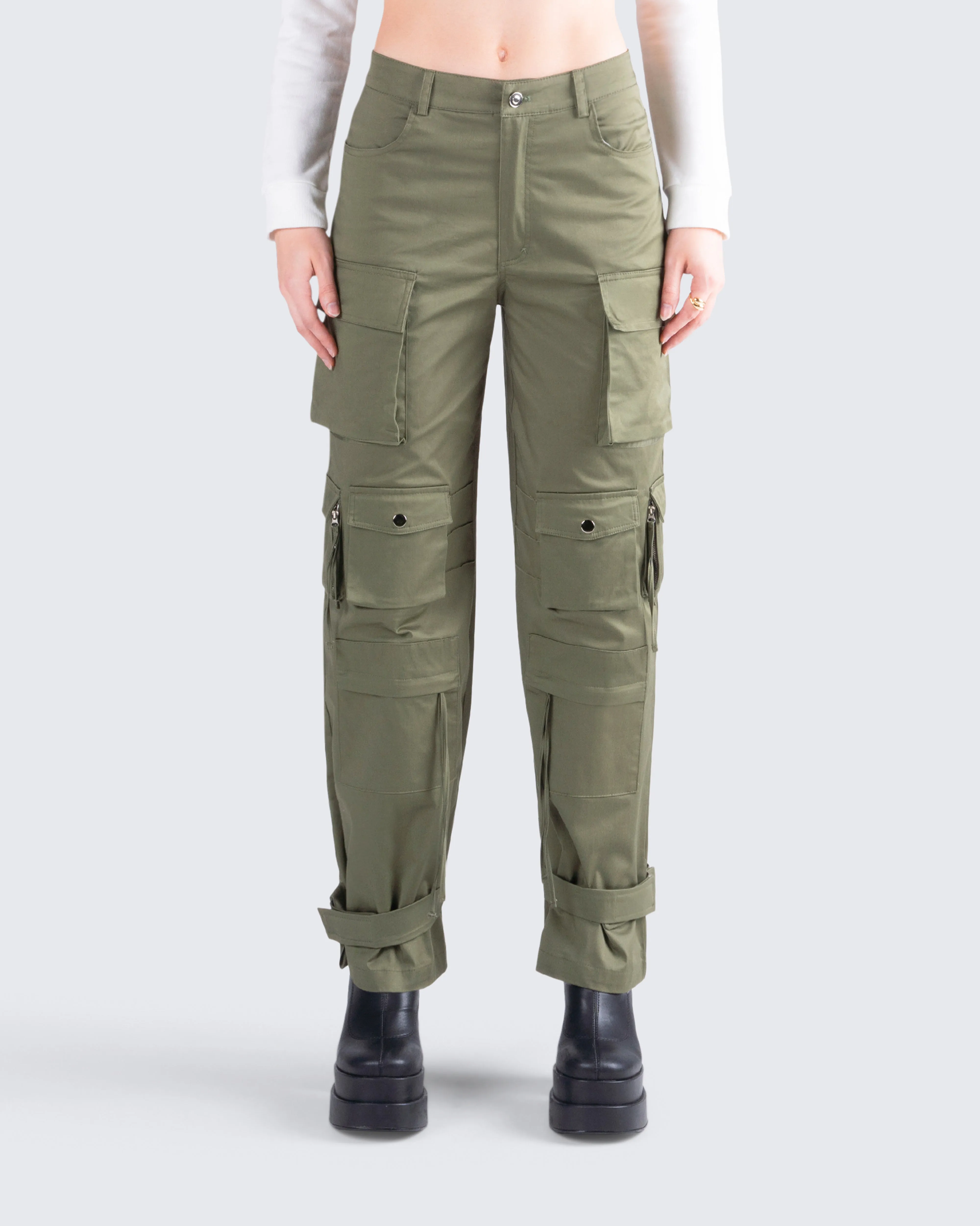 Eleni Olive Utility Pocket Pant sold by Finesse product image thumbnail 4