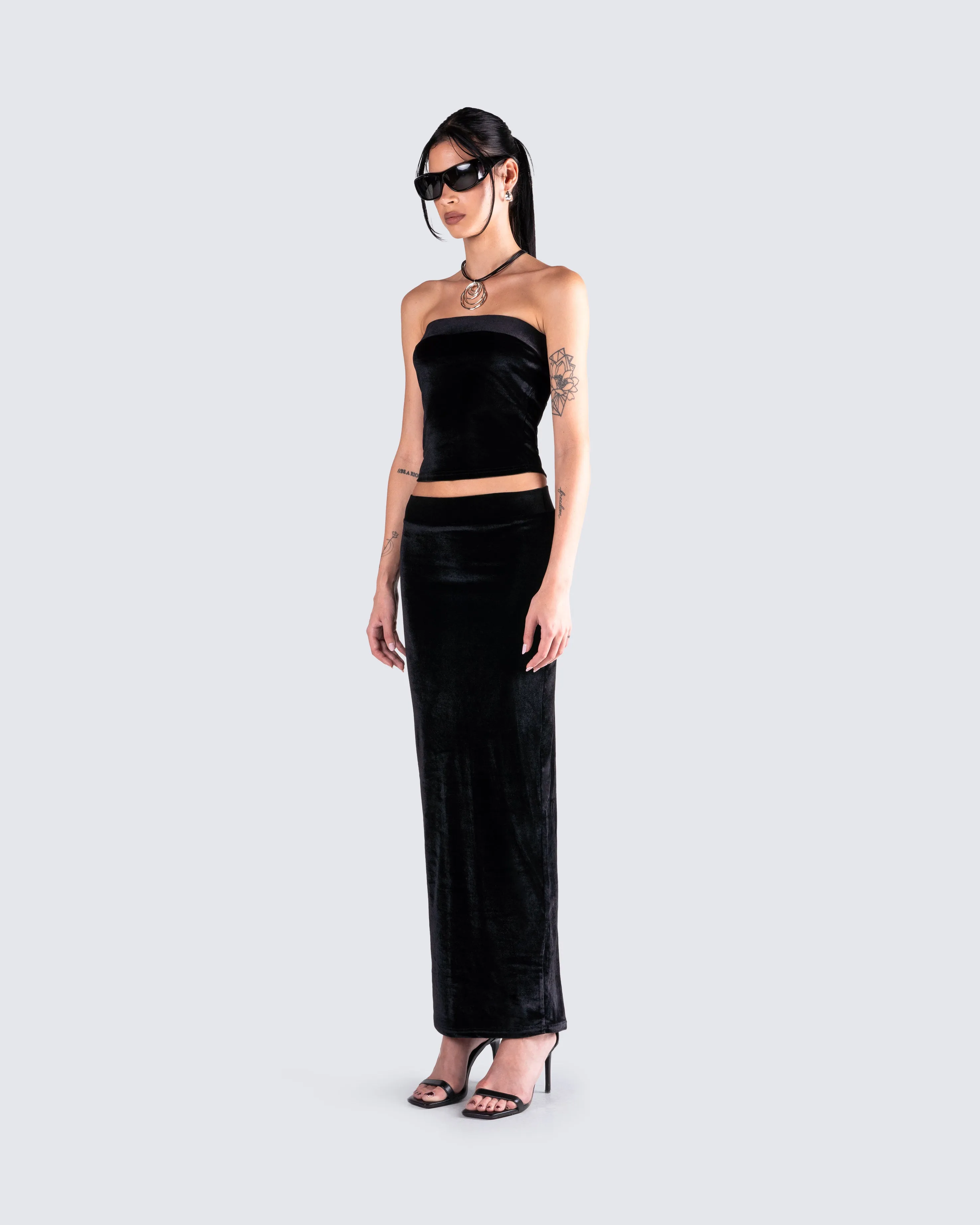 Ayla Black Velvet Maxi Skirt sold by Finesse product image thumbnail 5