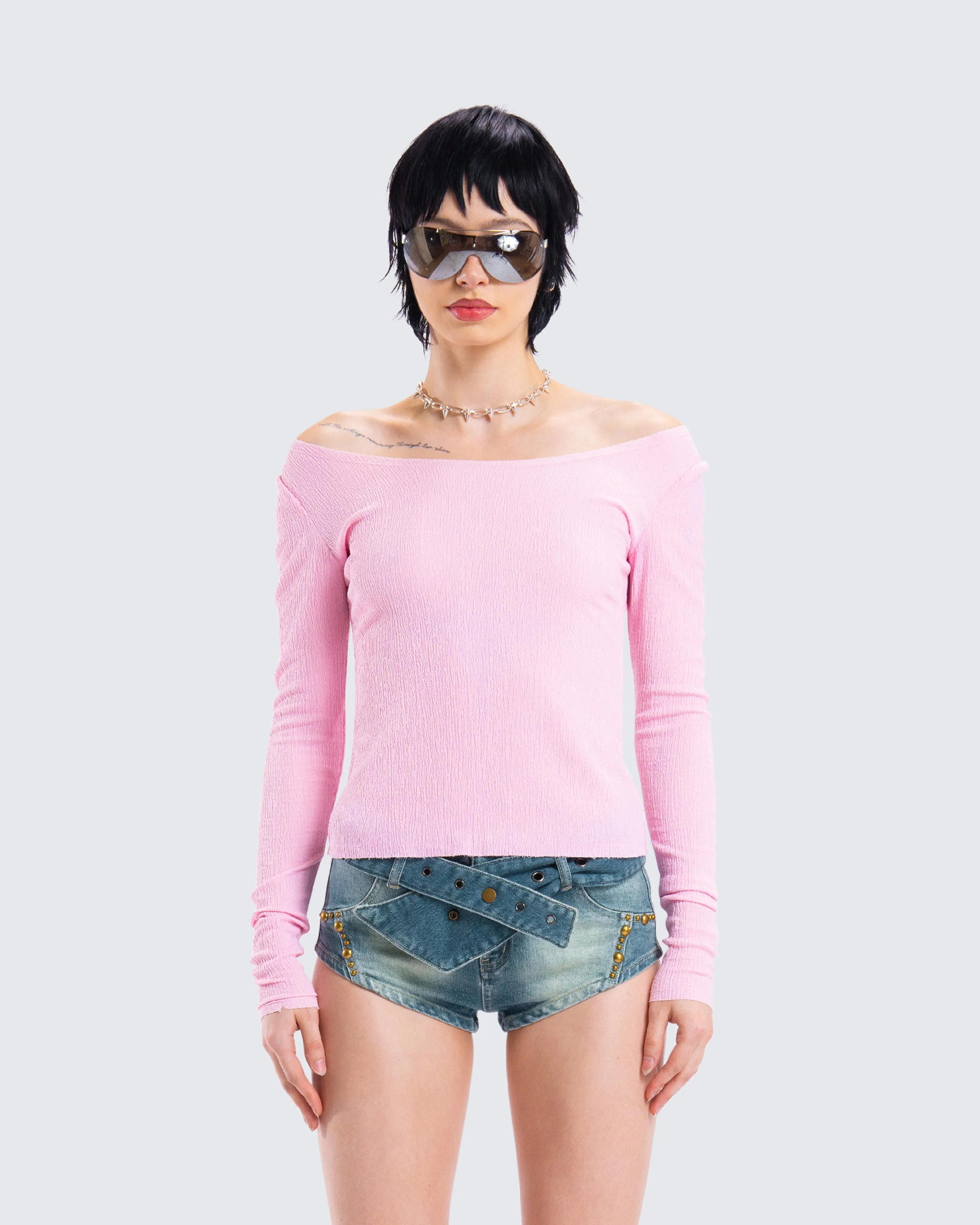 Leslie Pink Off Shoulder Top sold by Finesse product image thumbnail 4