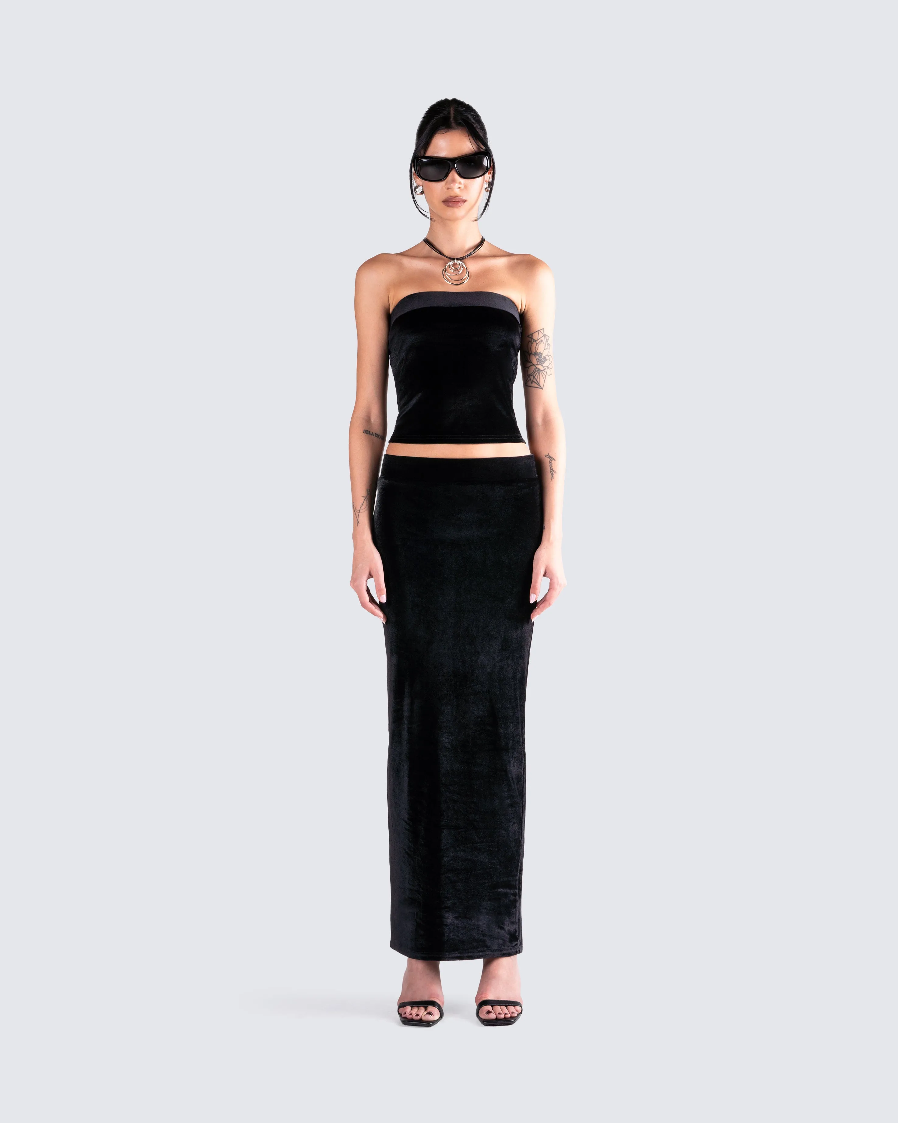 Ayla Black Velvet Maxi Skirt sold by Finesse product image thumbnail 4