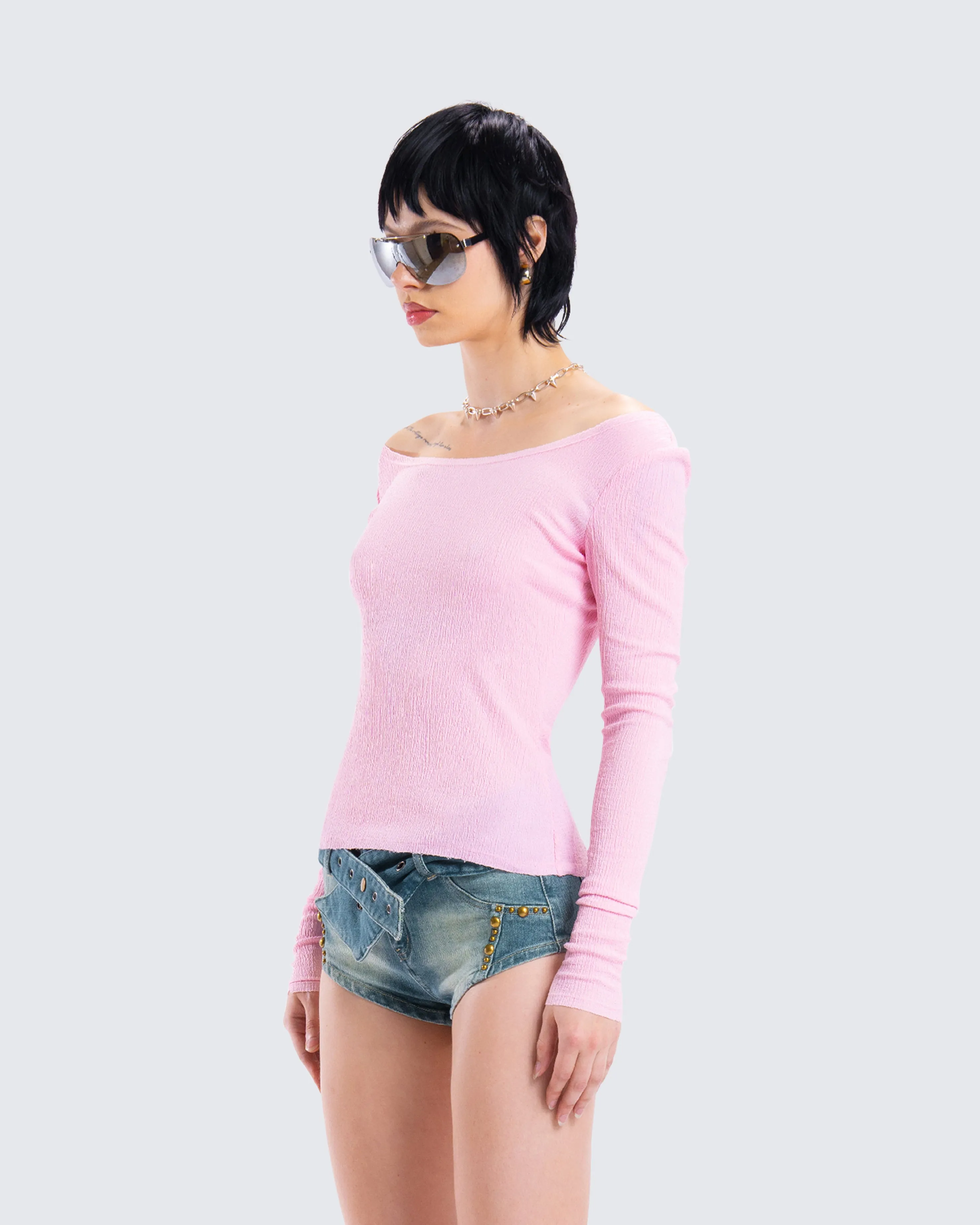 Leslie Pink Off Shoulder Top sold by Finesse product image thumbnail 5