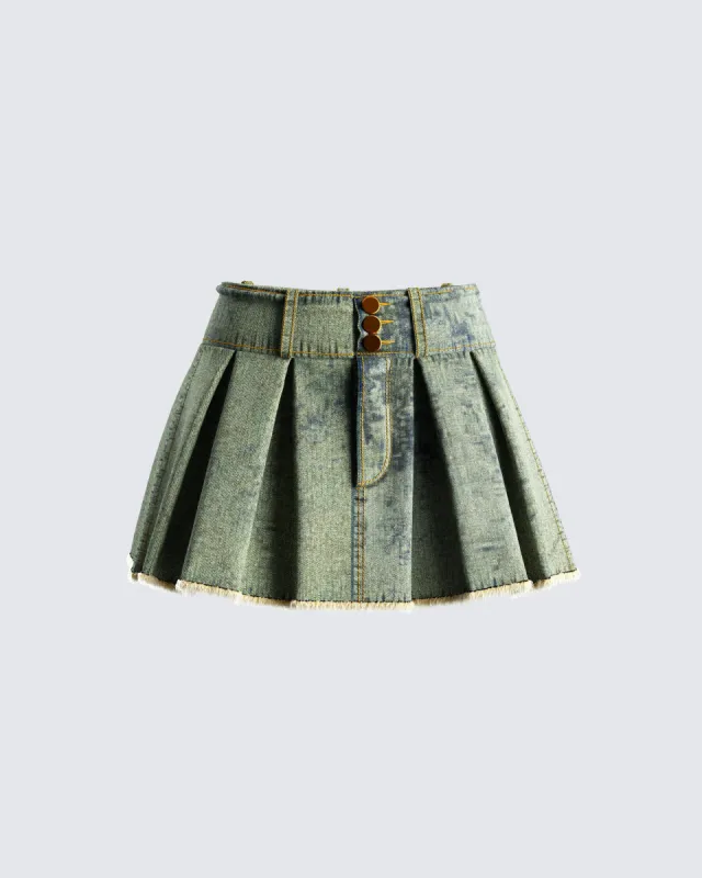 Richelle Washed Denim Mini Skirt sold by Finesse