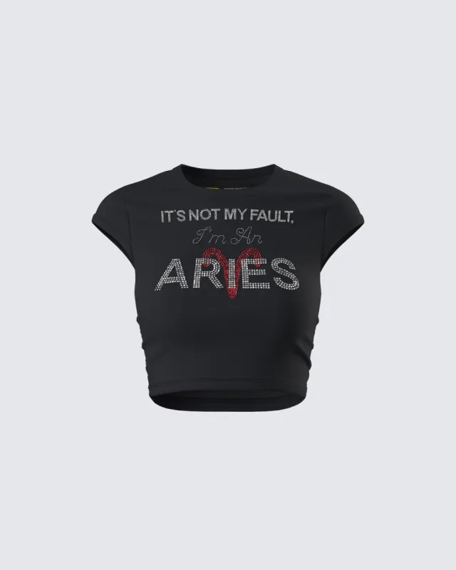 Elowen Black Aries Graphic Top sold by Finesse