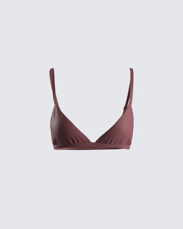 Ewa Brown Triangle Bralette Top sold by Finesse