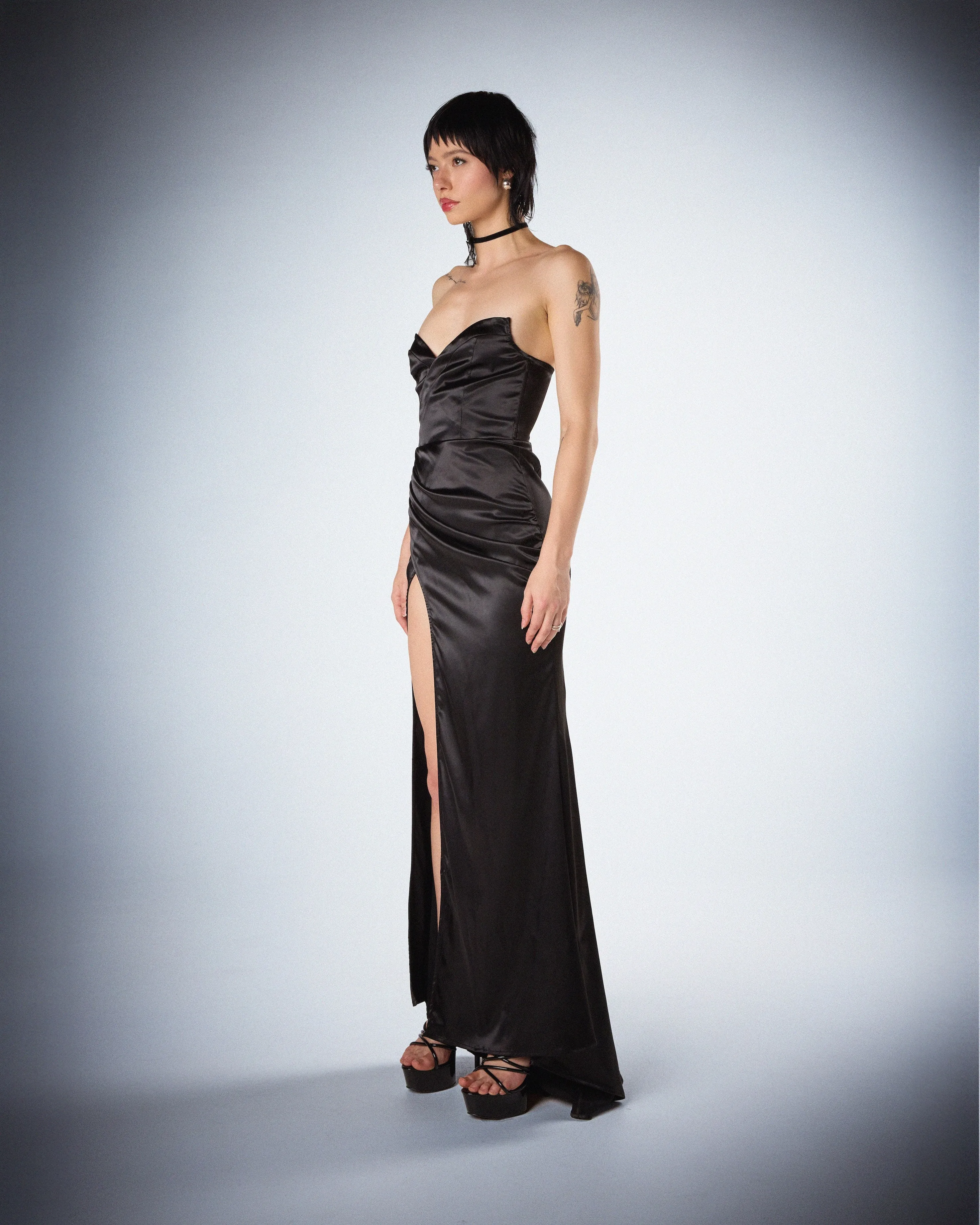 Suri Black Satin Strapless Gown sold by Finesse product image thumbnail 5