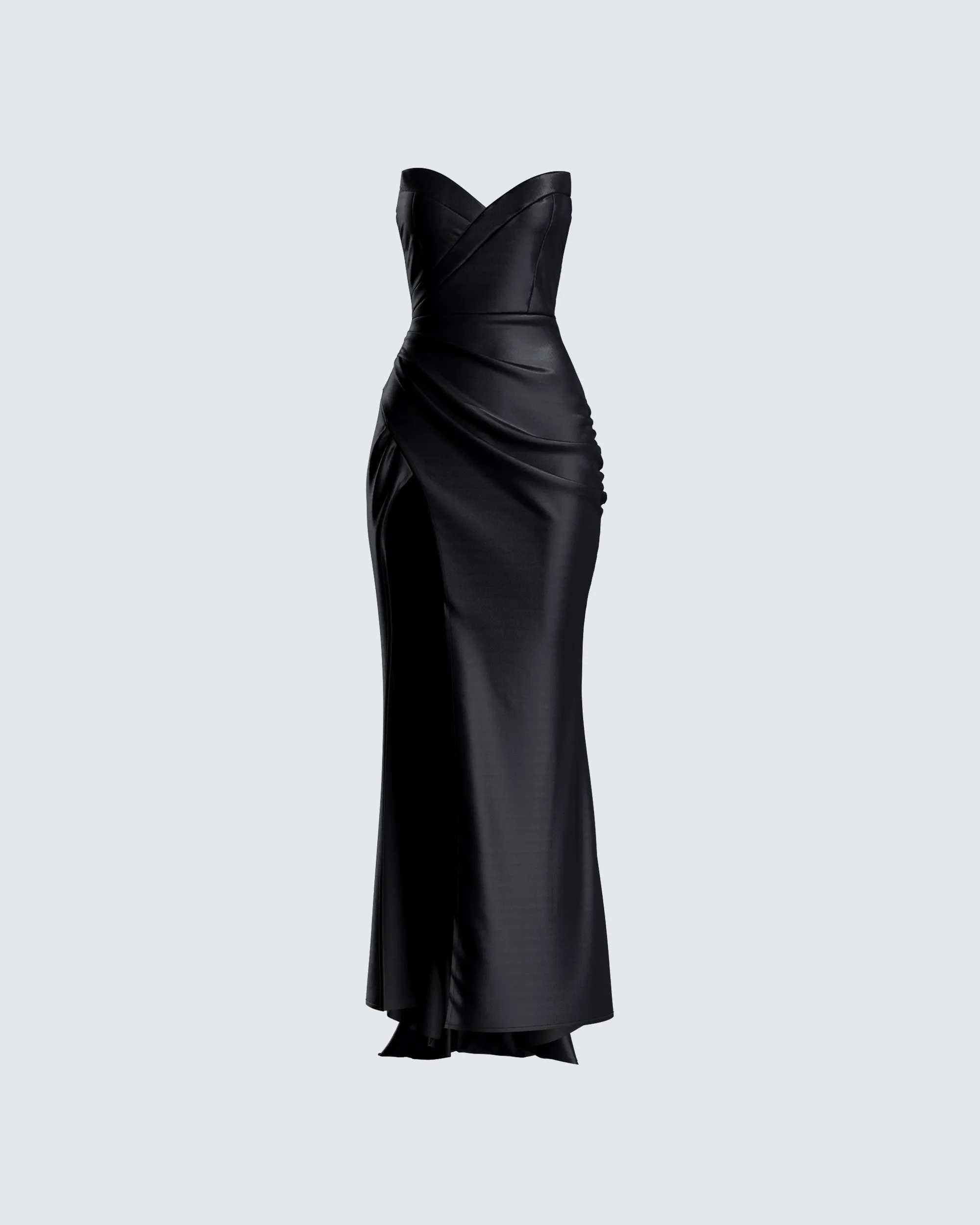 Suri Black Satin Strapless Gown sold by Finesse