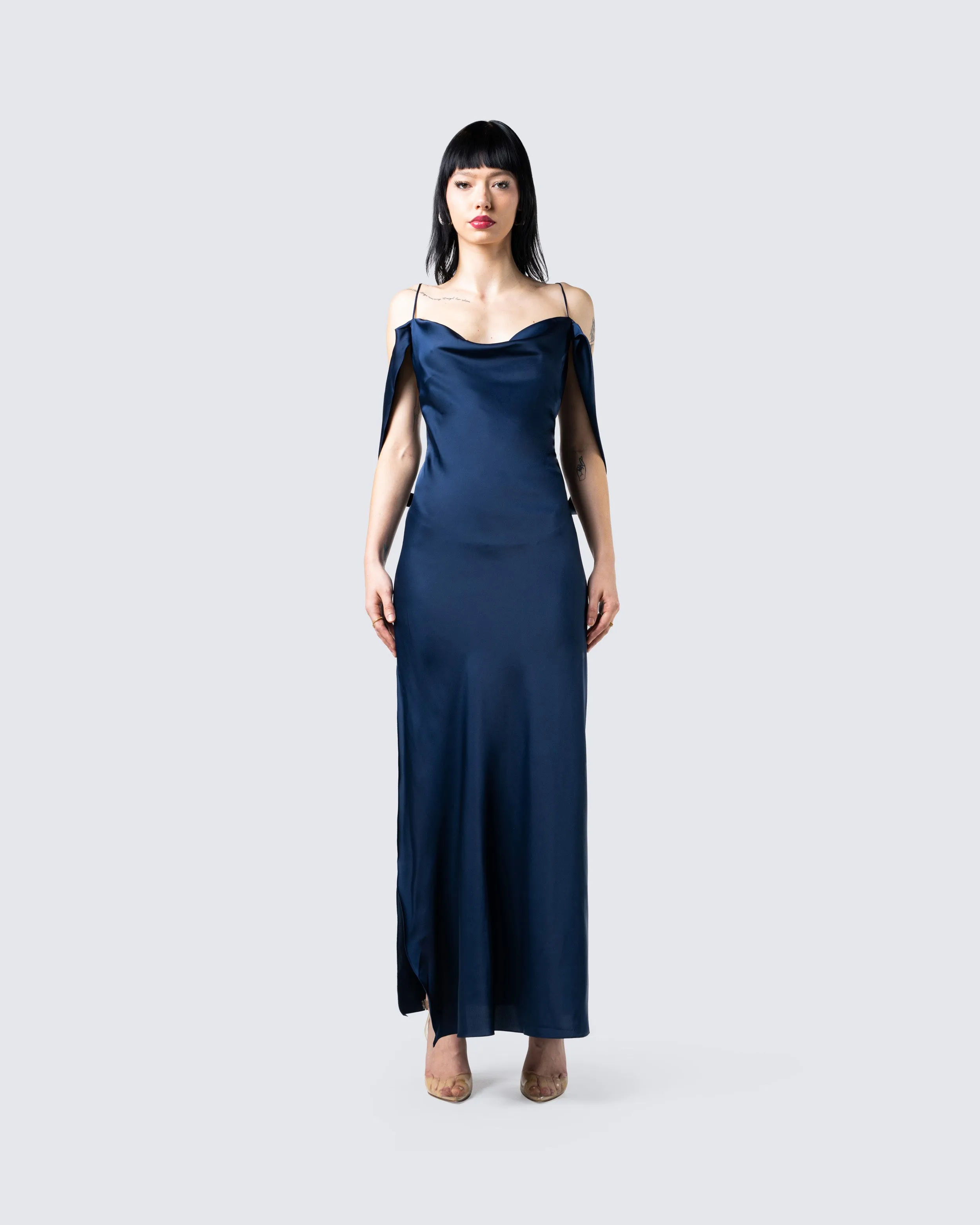 Sophia Navy Cowl Draped Gown sold by Finesse product image thumbnail 4