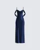 Sophia Navy Cowl Draped Gown sold by Finesse