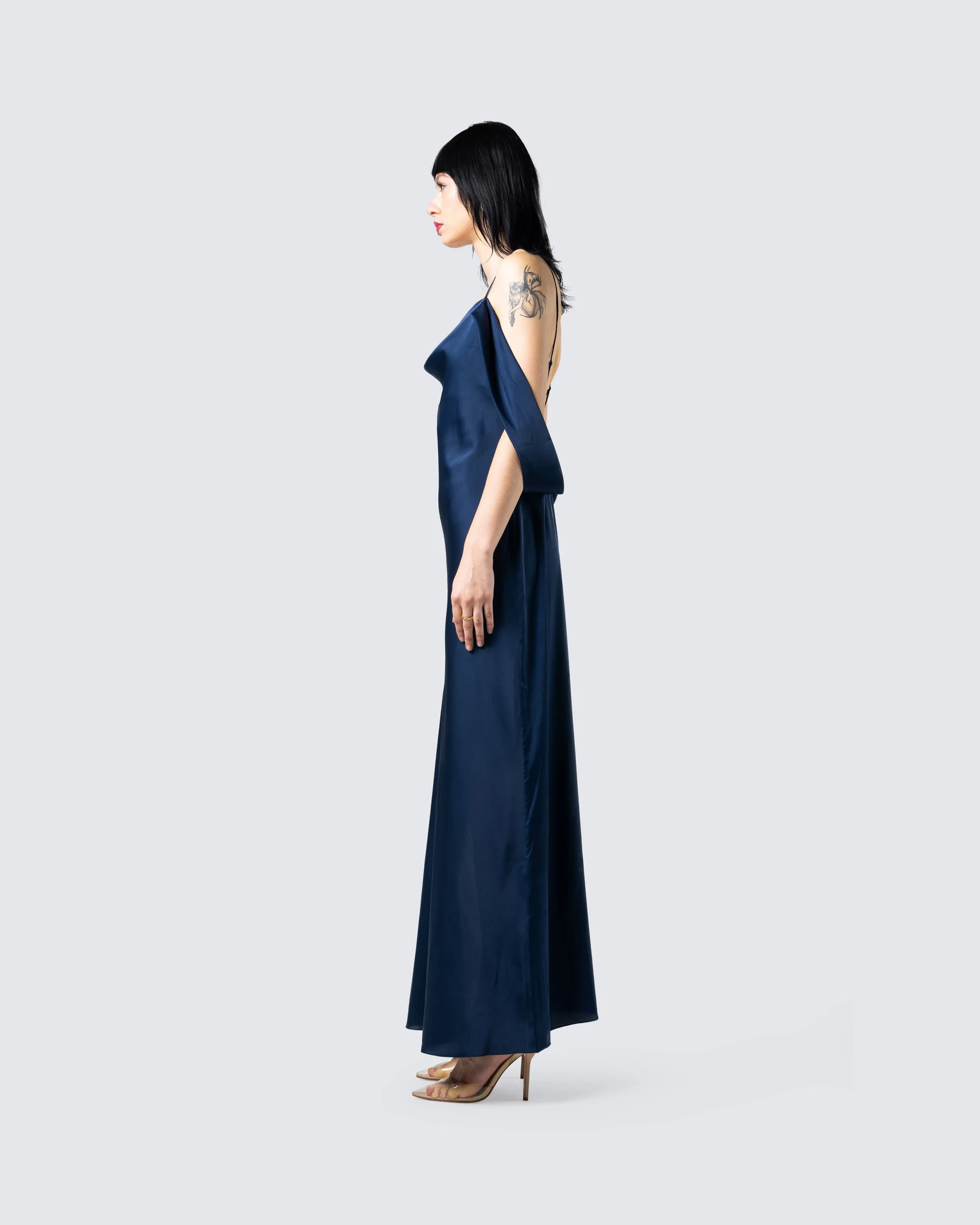 Sophia Navy Cowl Draped Gown sold by Finesse product image thumbnail 5