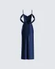 Sophia Navy Cowl Draped Gown sold by Finesse