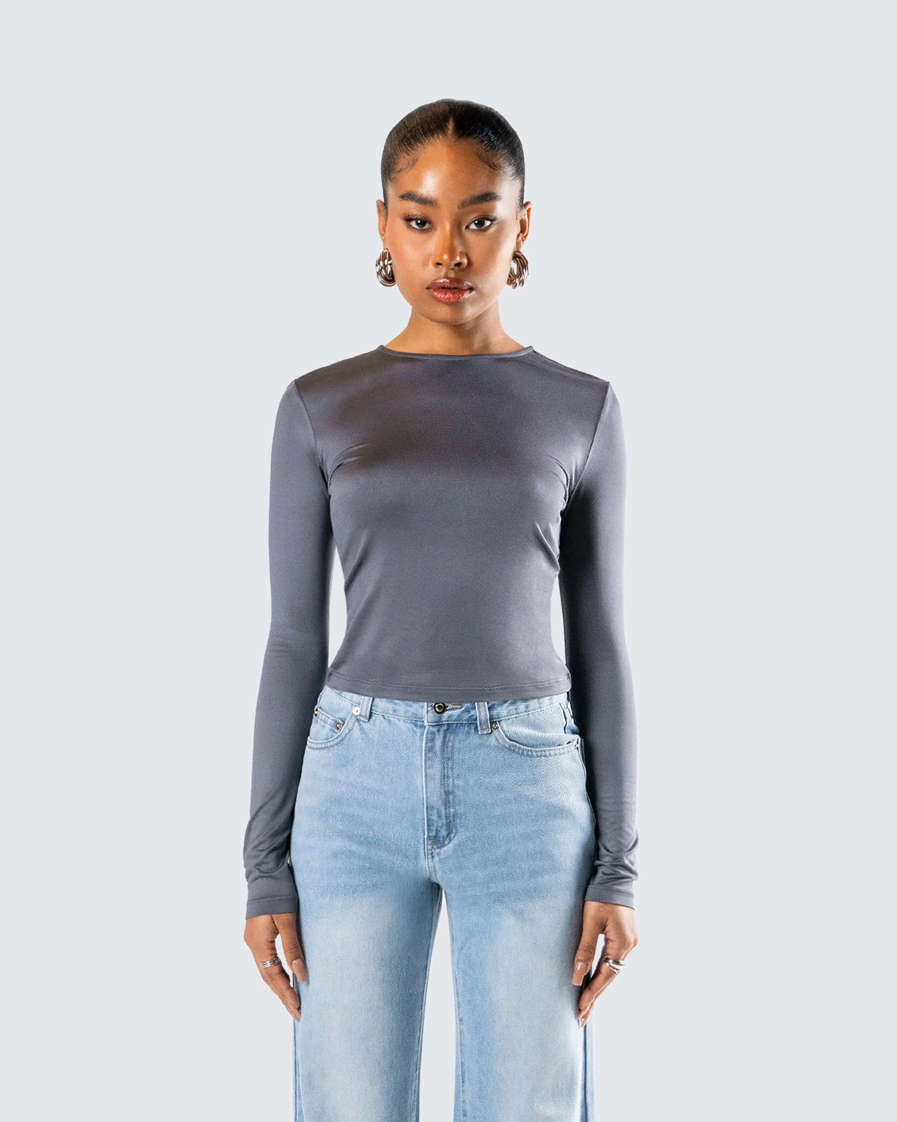 Vivi Grey Jersey Long Sleeve Top sold by Finesse product image thumbnail 4
