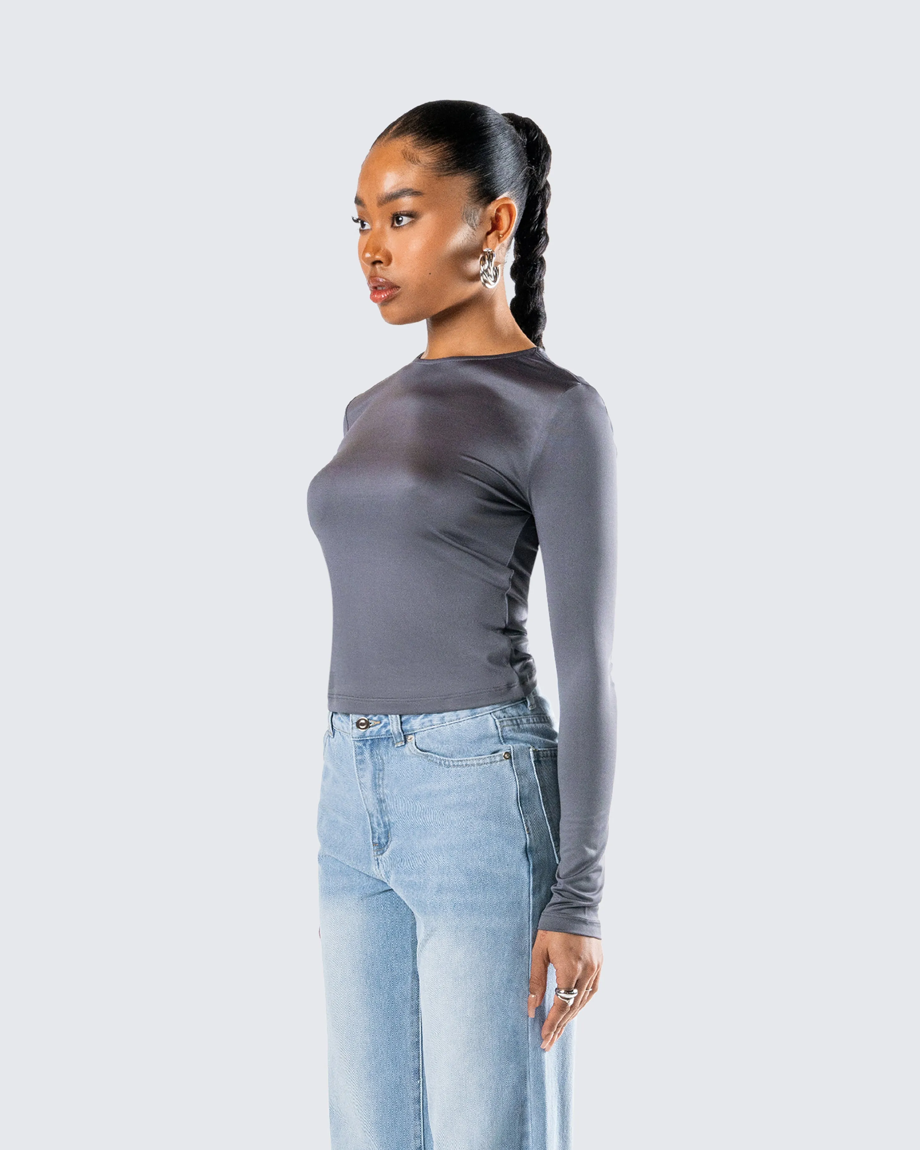 Vivi Grey Jersey Long Sleeve Top sold by Finesse product image thumbnail 5