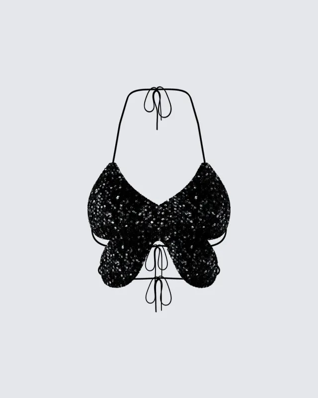 Amelie Black Butterfly Top sold by Finesse