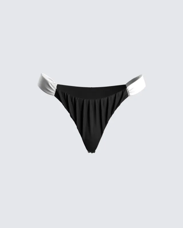 Taika Black Shirred Bikini Bottom sold by Finesse