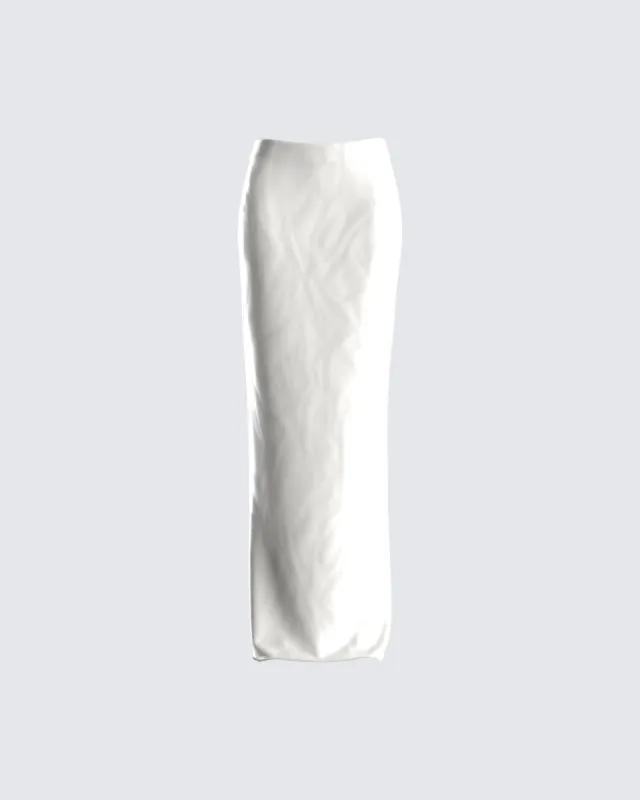 Mackenna Ivory Satin Maxi Skirt sold by Finesse