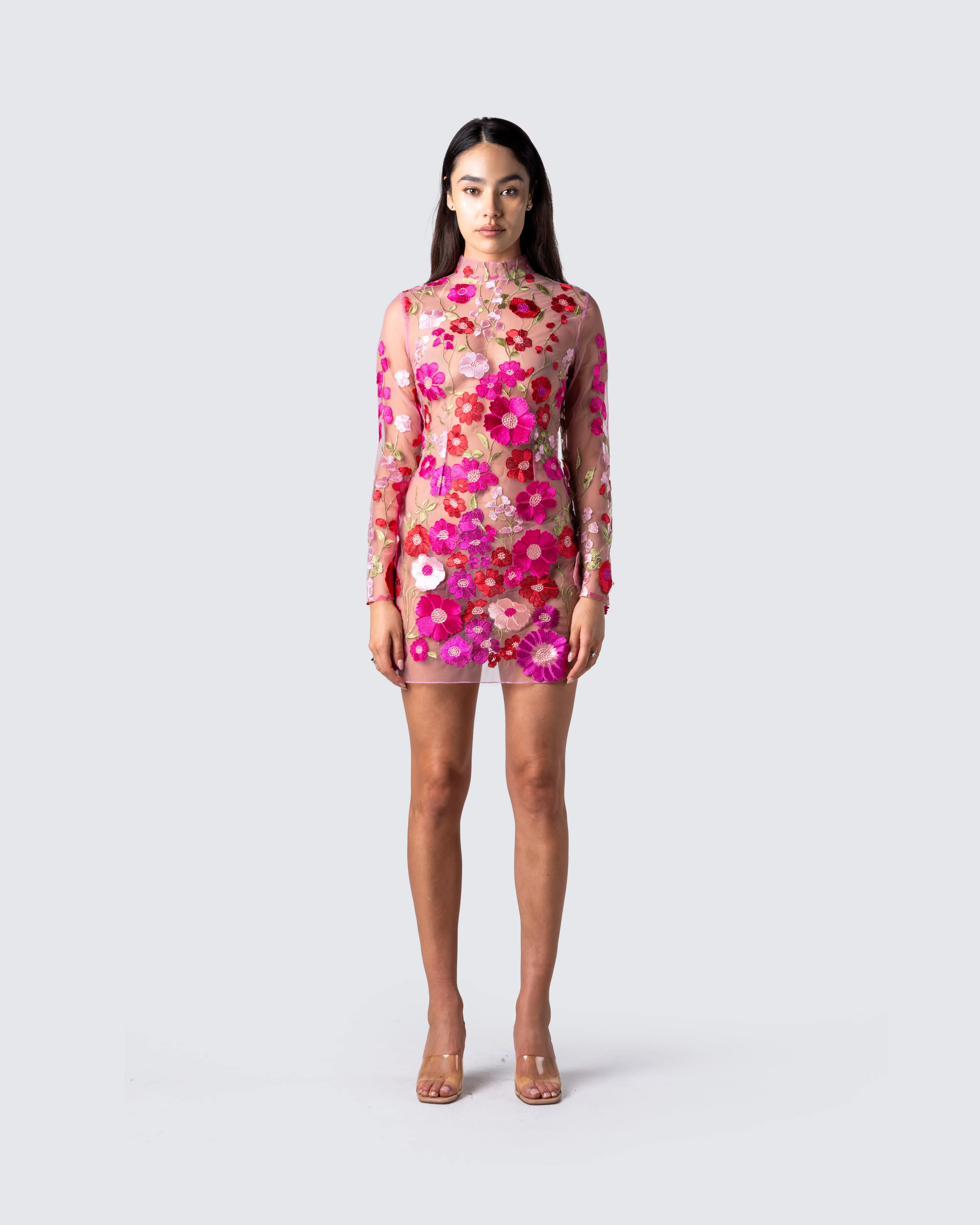 Flora Pink Flower Mini Dress sold by Finesse product image thumbnail 4