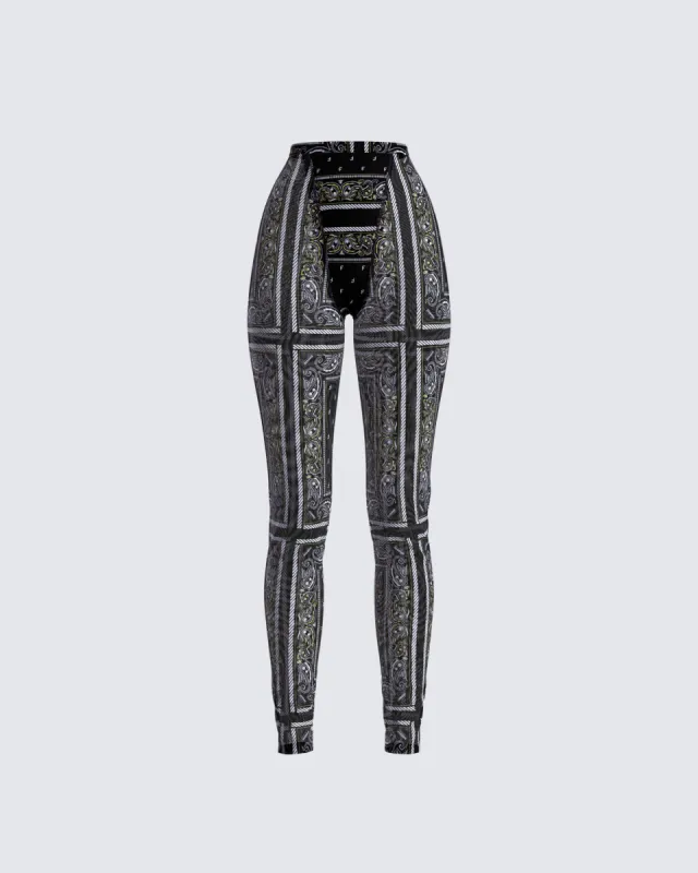 Rikku Black Bandana Mesh Leggings made by Finesse