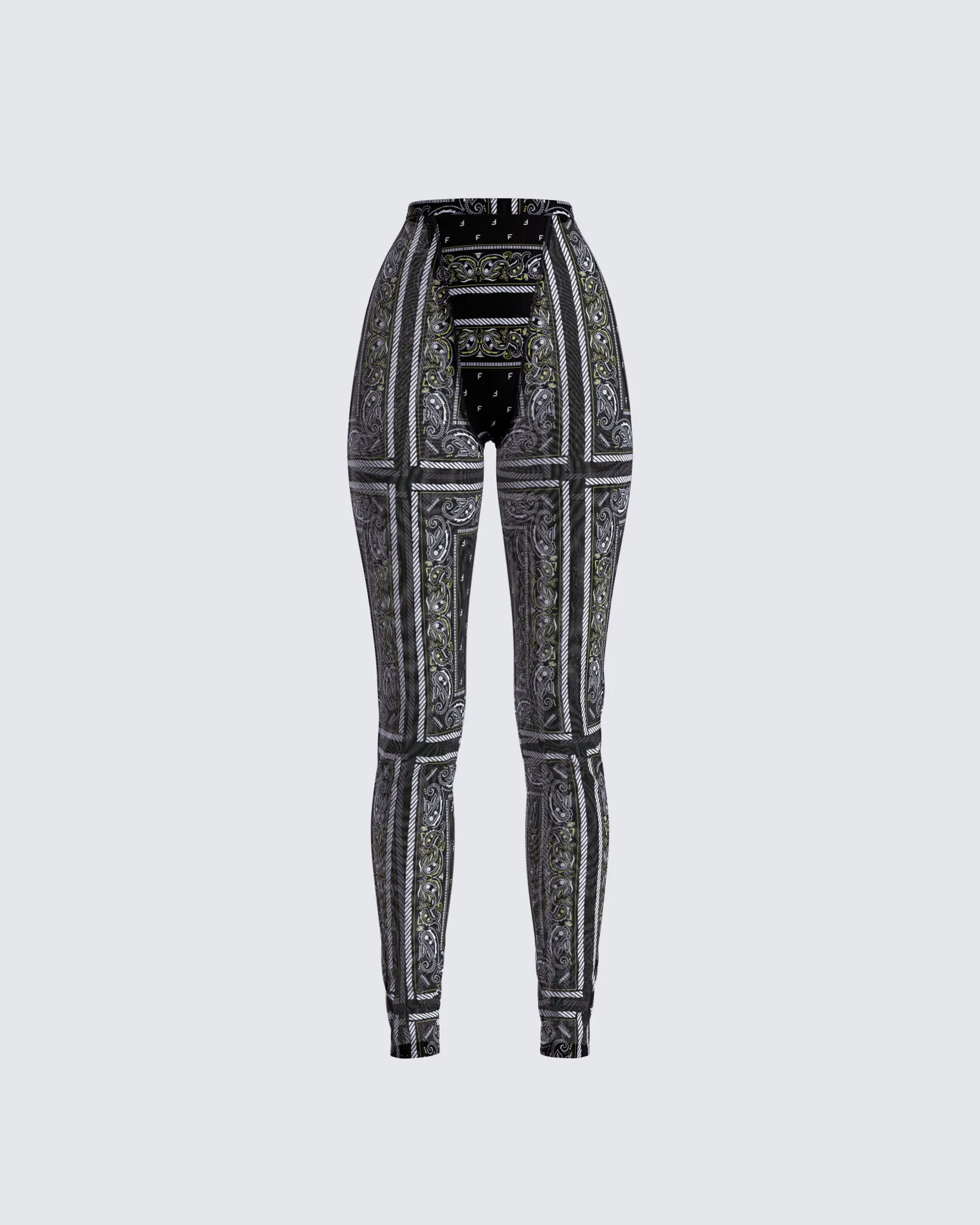 Rikku Black Bandana Mesh Leggings sold by Finesse