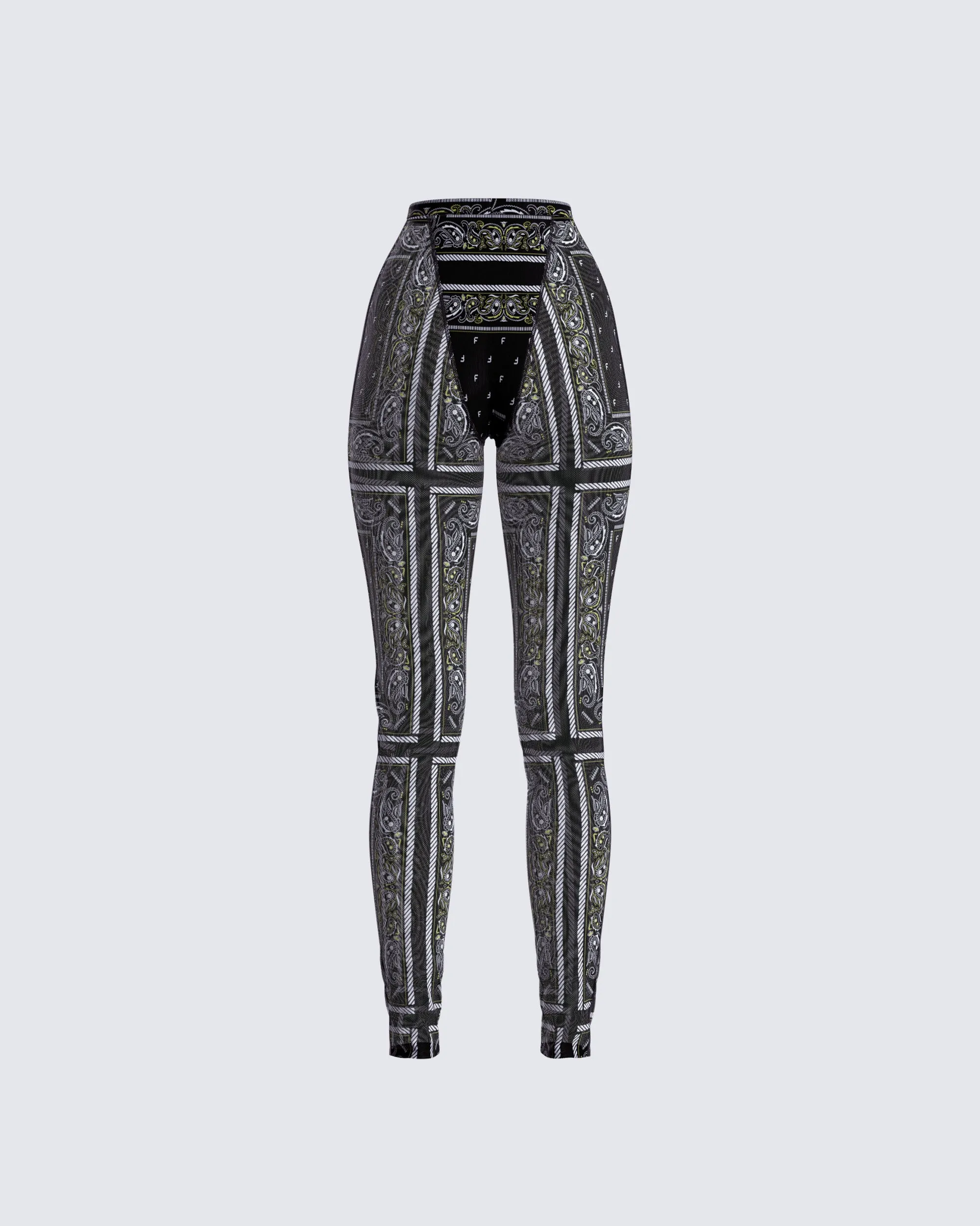 Rikku Black Bandana Mesh Leggings sold by Finesse product image thumbnail 3