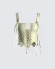 Adriana Green Lace Up Corset Top sold by Finesse