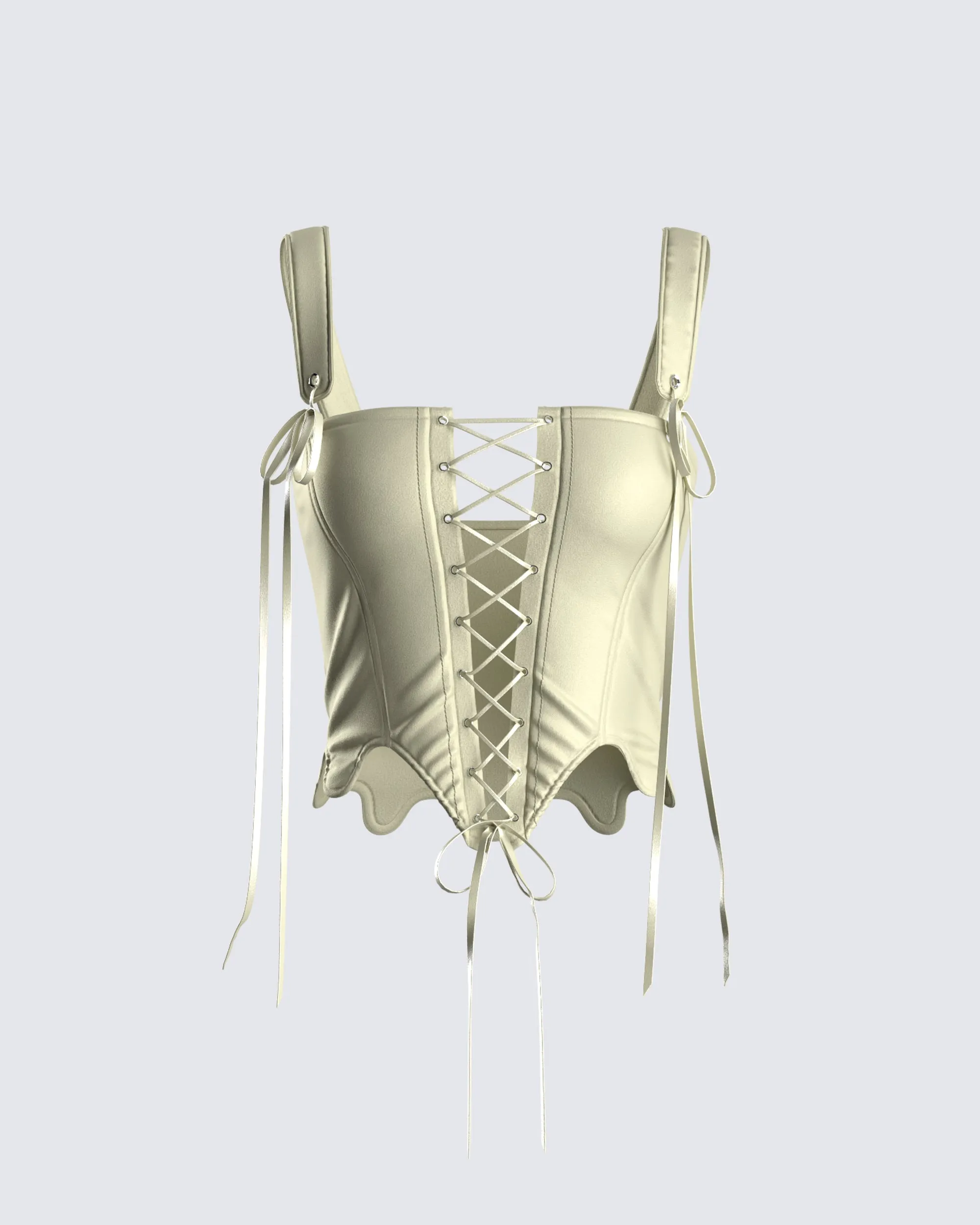 Adriana Green Lace Up Corset Top sold by Finesse