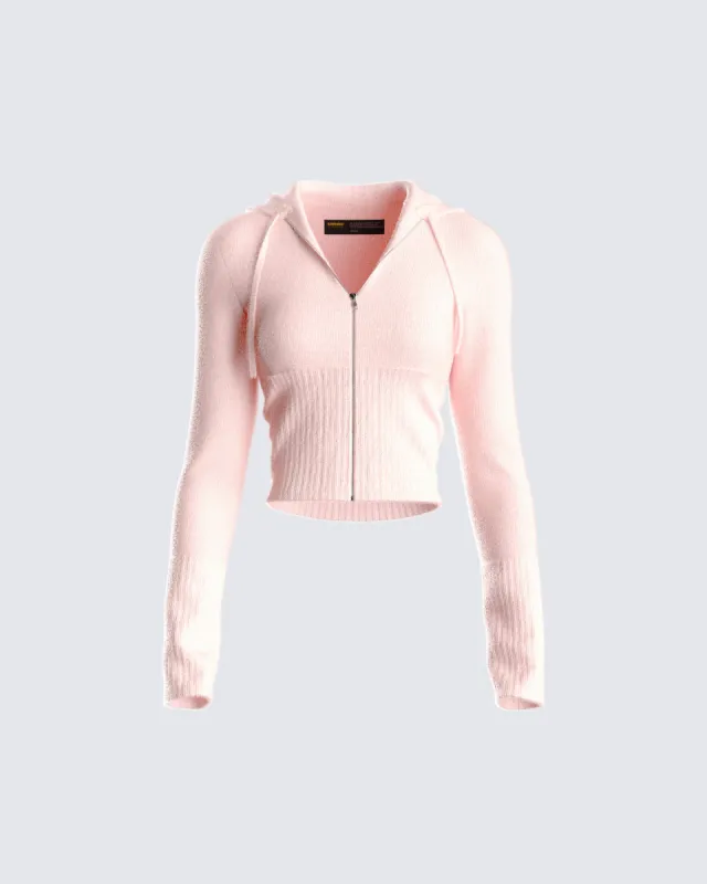 Alyssa Pink Knit Cropped Jacket sold by Finesse