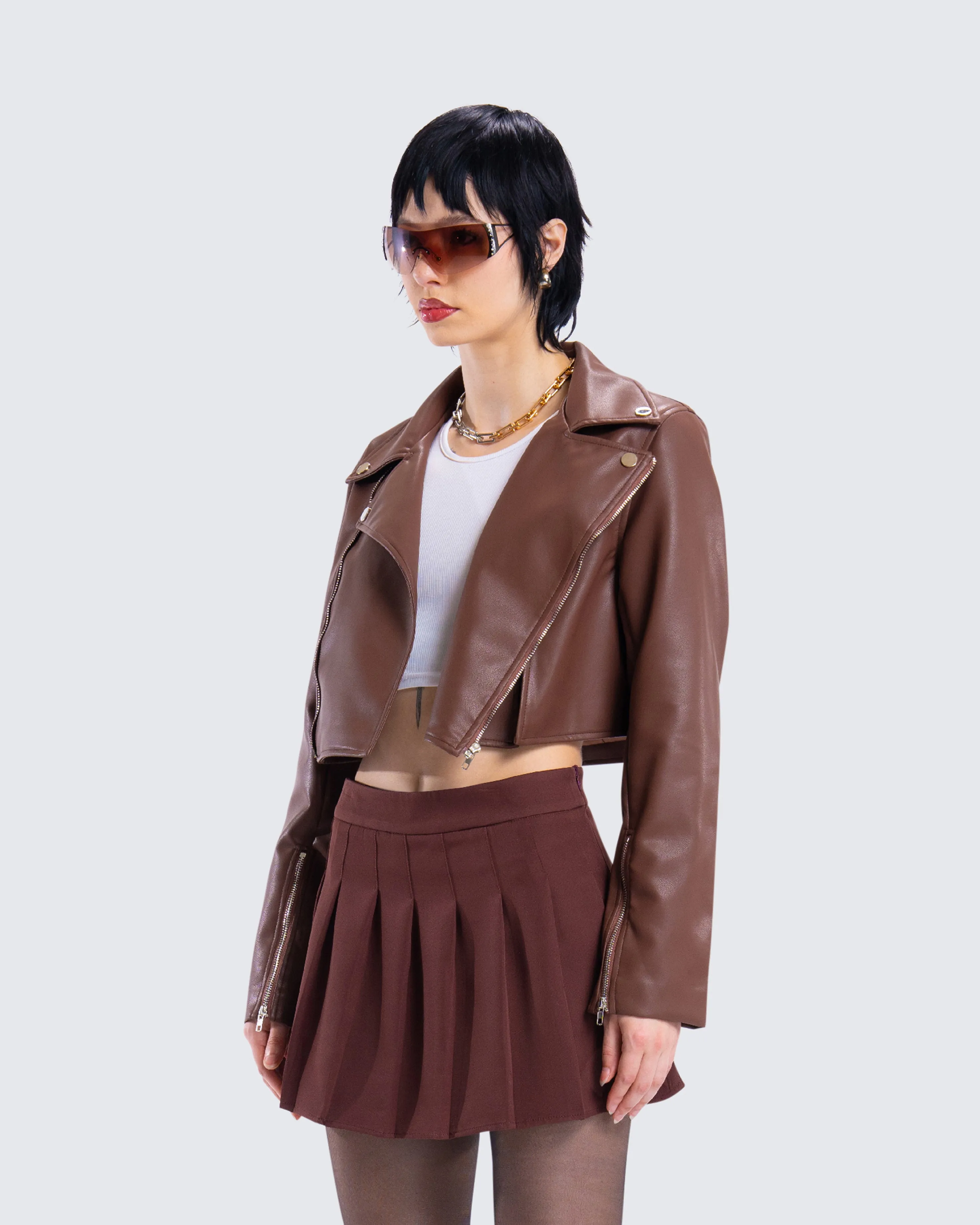 Donny Brown Vegan Leather Jacket sold by Finesse product image thumbnail 5