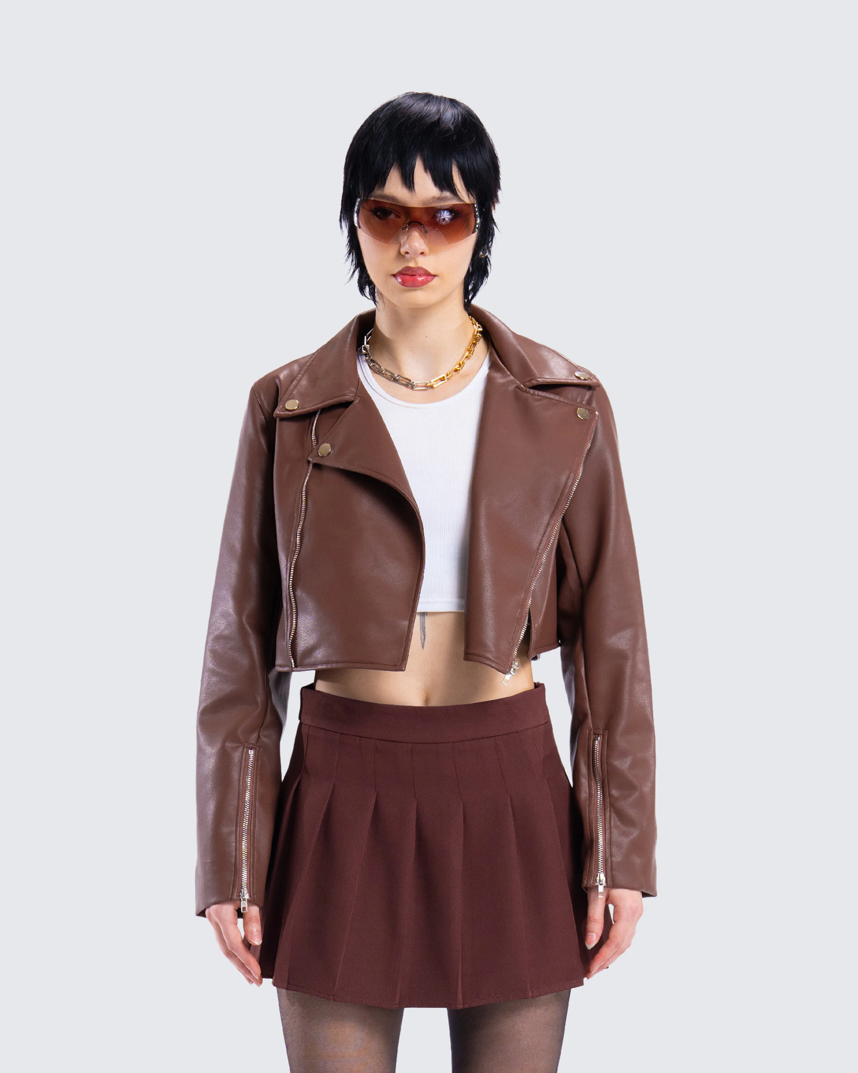 Donny Brown Vegan Leather Jacket sold by Finesse product image thumbnail 4