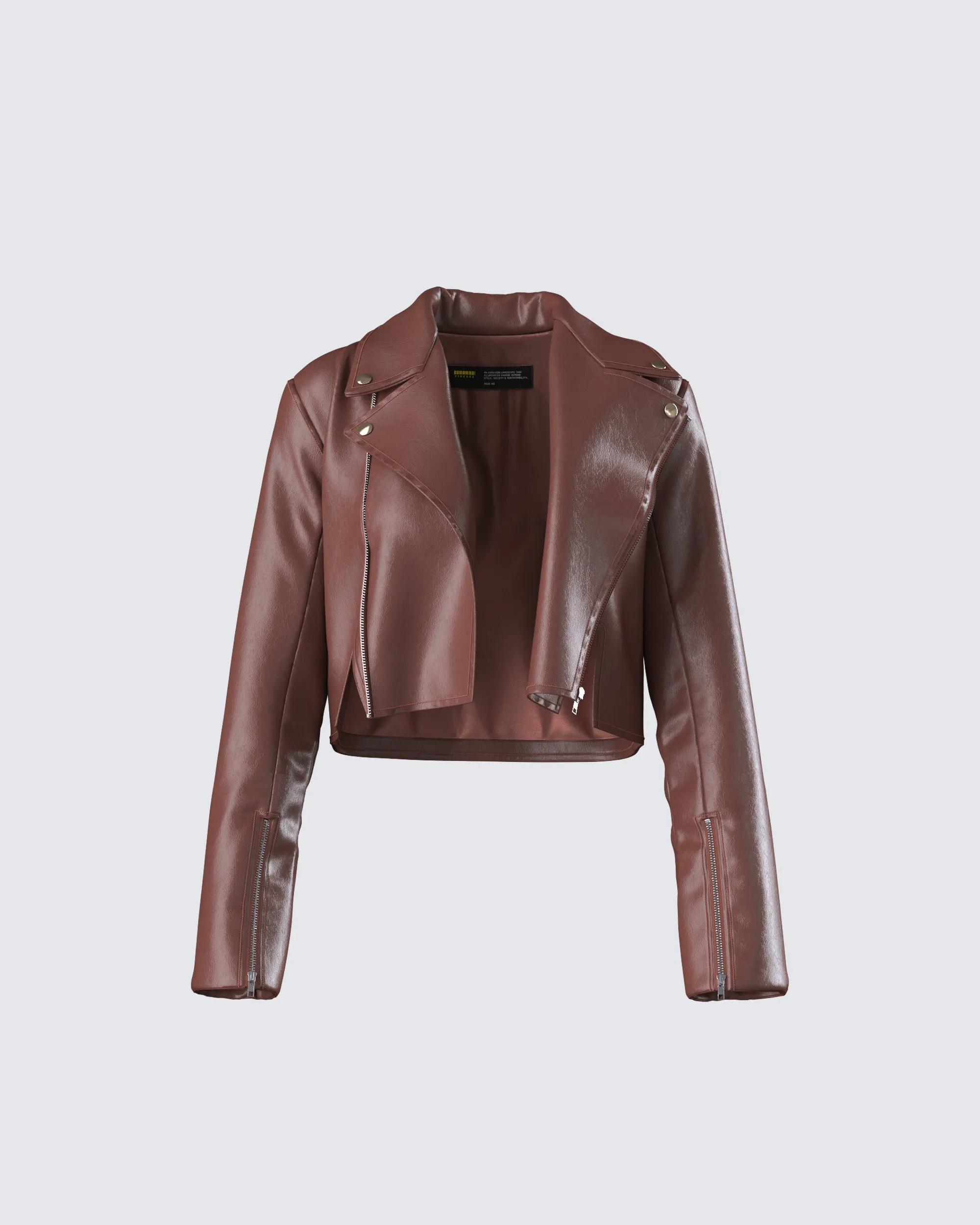 Donny Brown Vegan Leather Jacket sold by Finesse