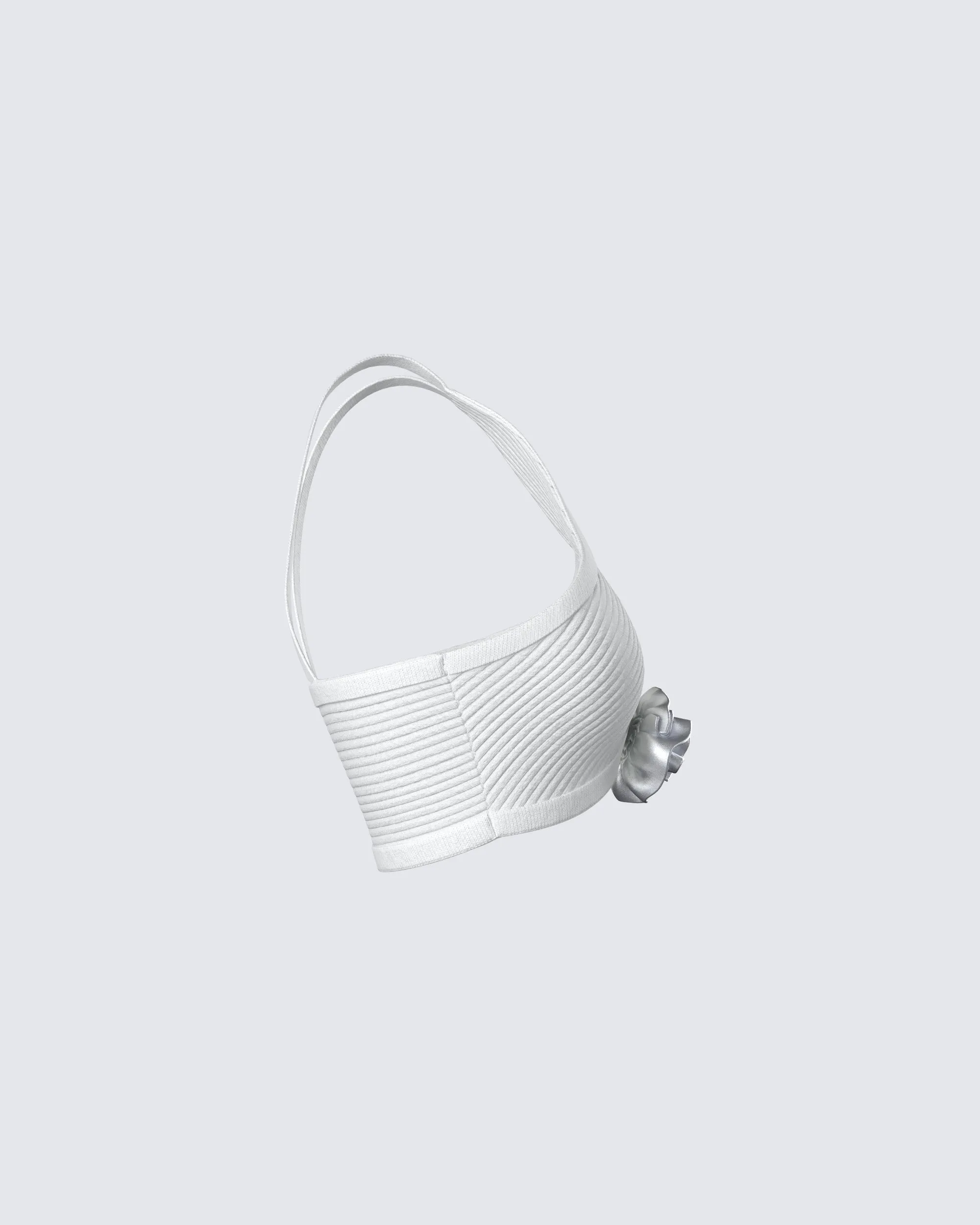 Yuka White Rosette Knit Crop Top sold by Finesse product image thumbnail 2