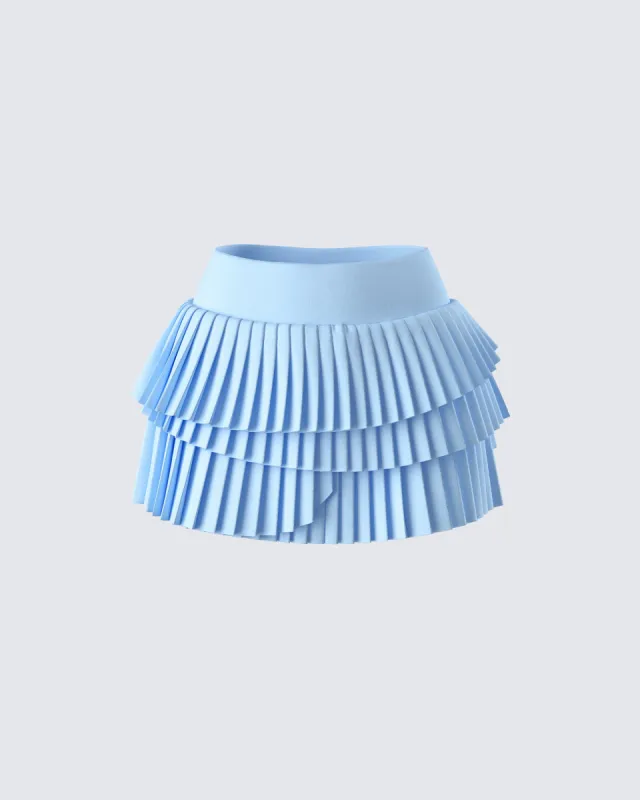 Evalina Blue Pleated Mini Skirt sold by Finesse