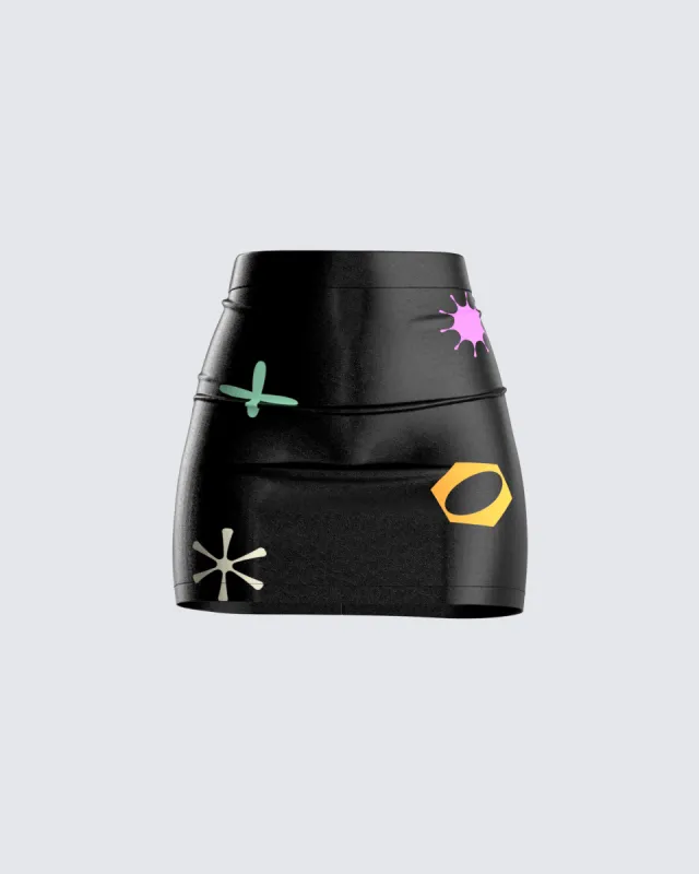Jordy Black Vegan Leather Skirt sold by Finesse