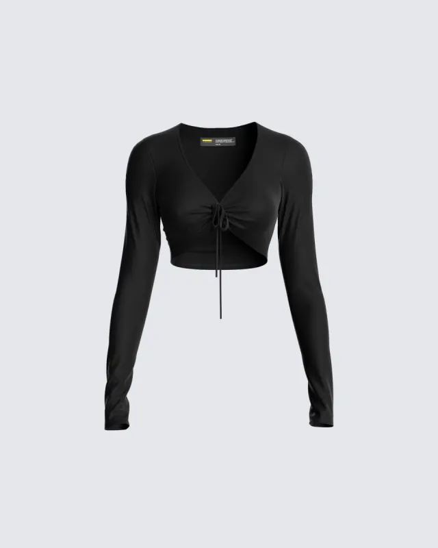 Nadia Black Jersey Top sold by Finesse