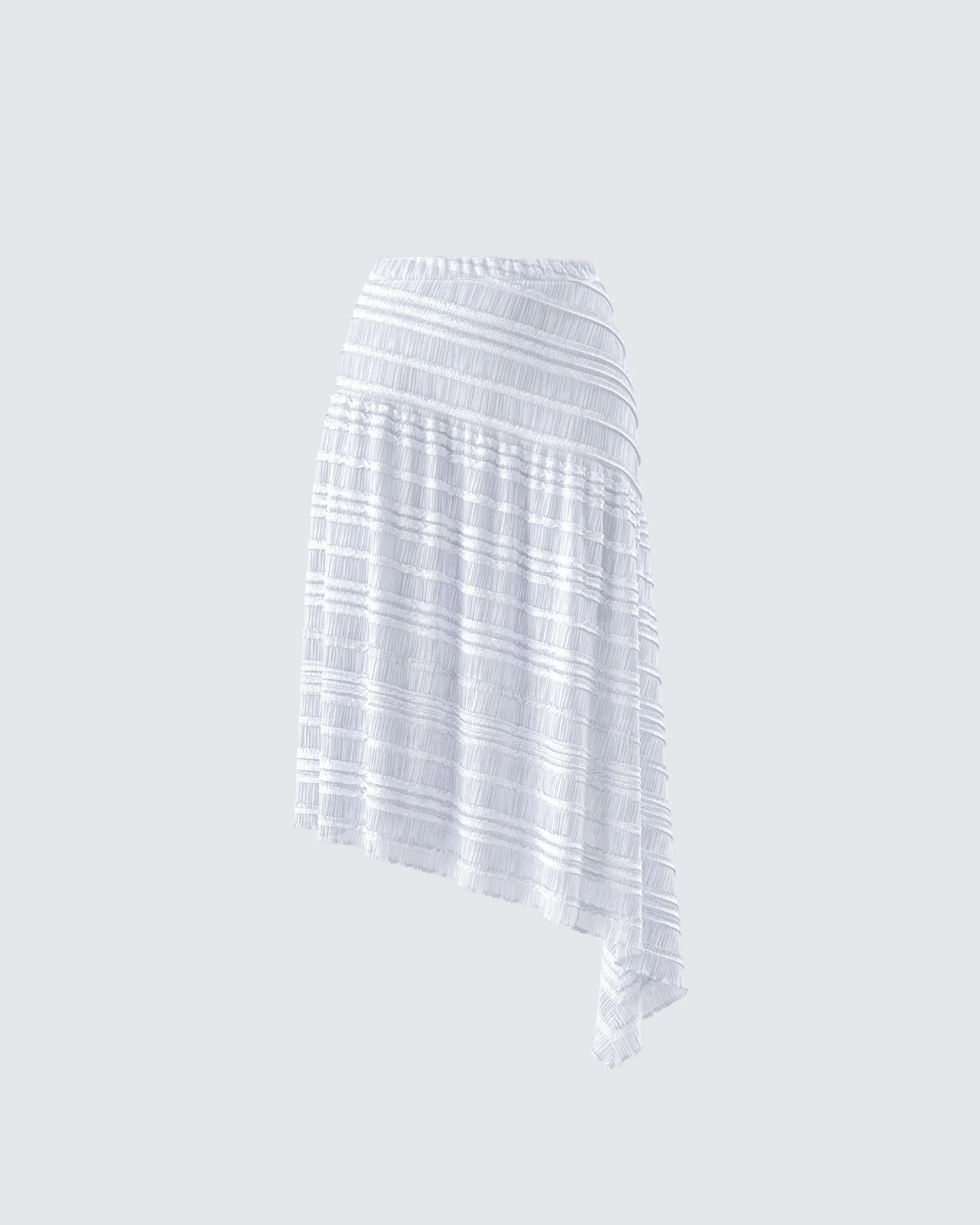 Zaya White Tiered Asymmetric Skirt sold by Finesse