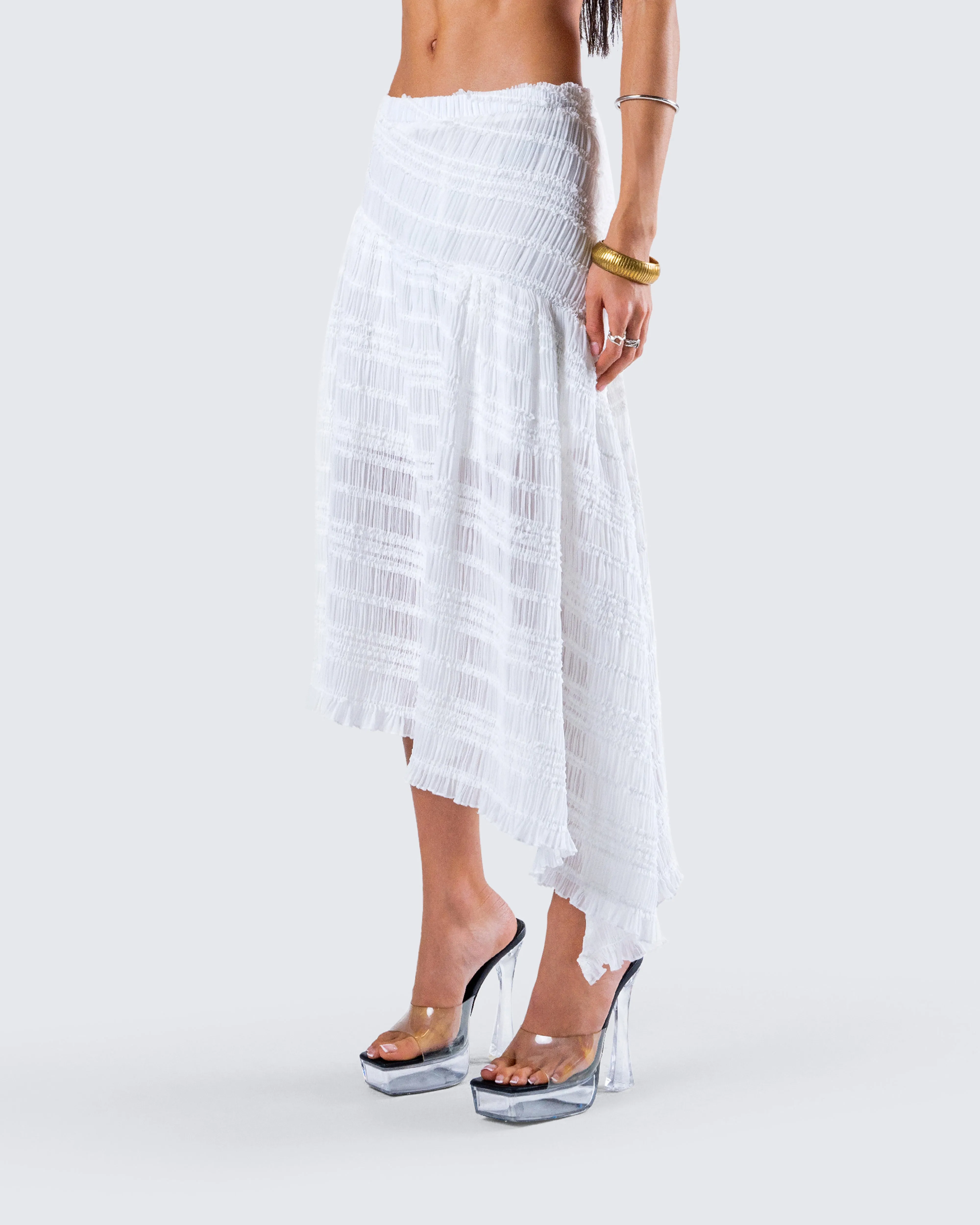 Zaya White Tiered Asymmetric Skirt sold by Finesse product image thumbnail 5