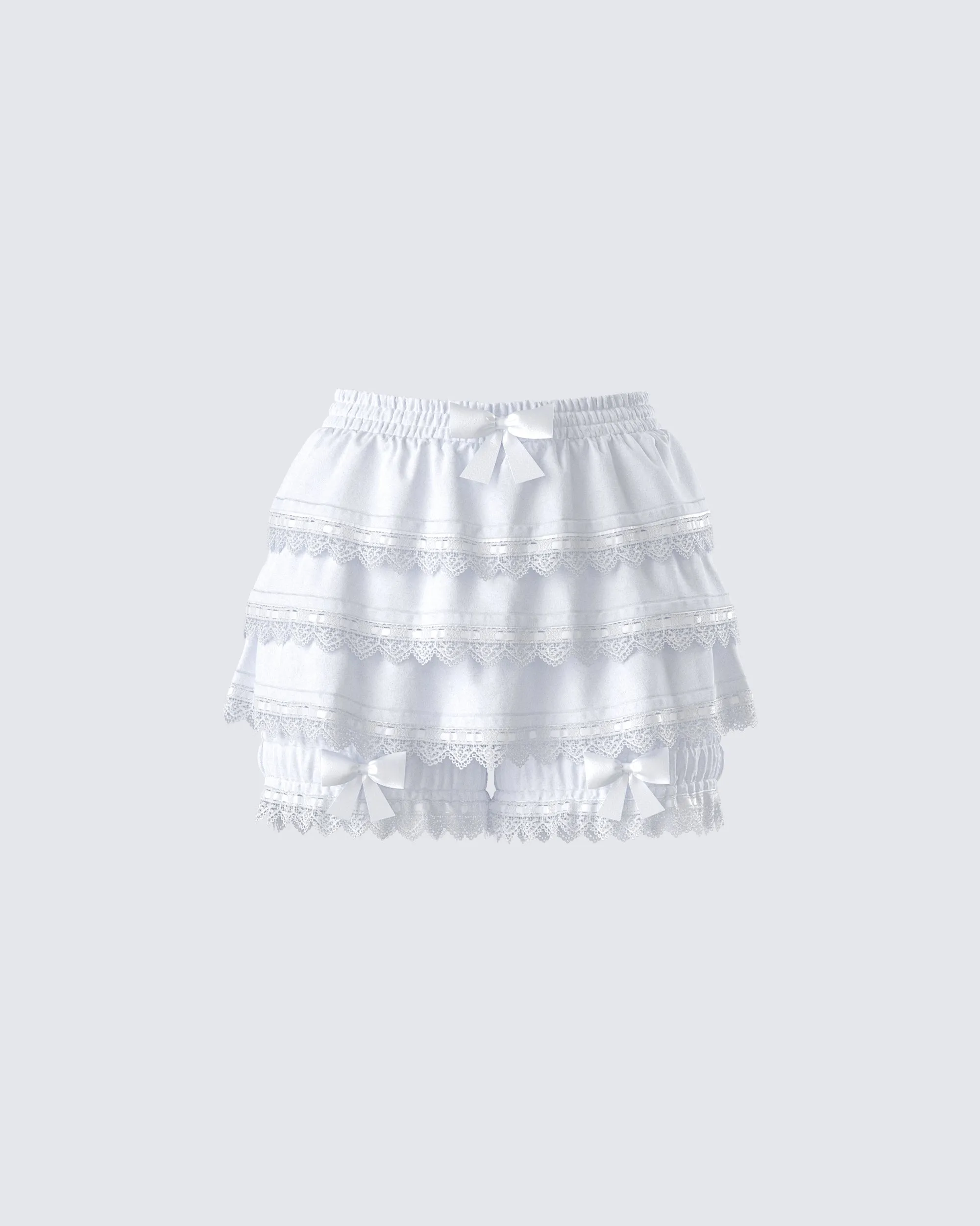 Shannyn White Ruffle Bloomer sold by Finesse