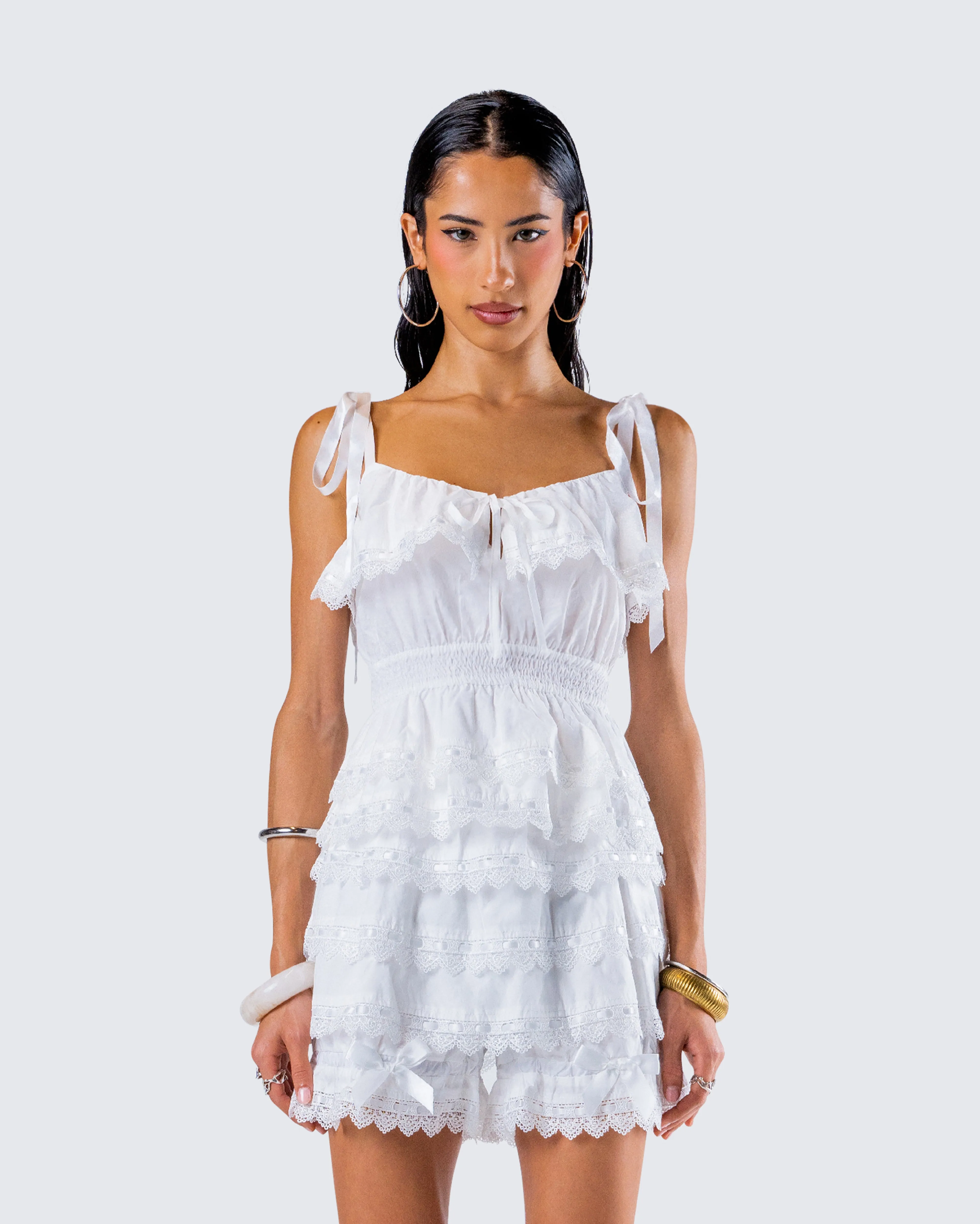Shannyn White Ruffle Tie Top sold by Finesse product image thumbnail 4