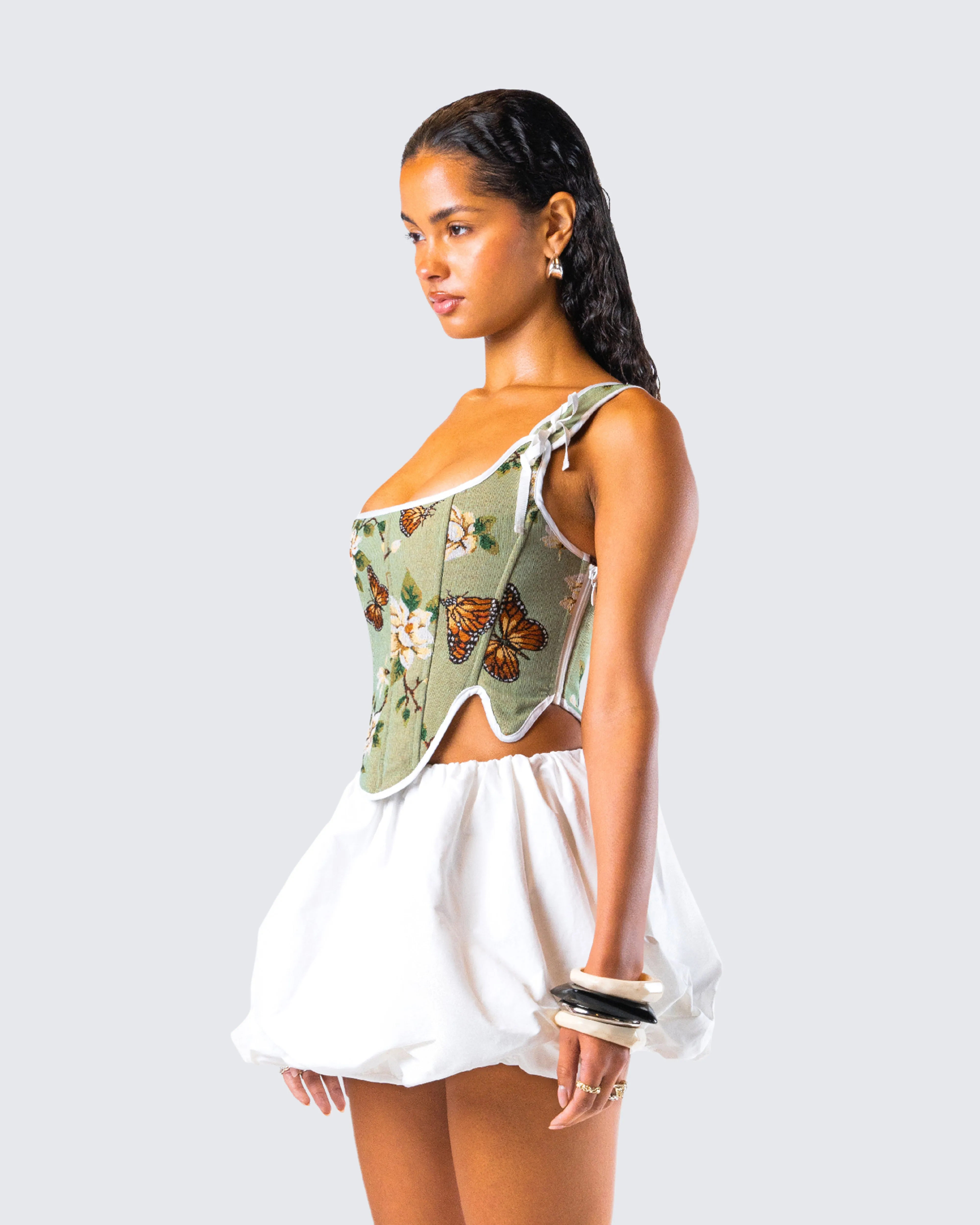Samara Green Floral Jacquard Corset Top sold by Finesse product image thumbnail 5
