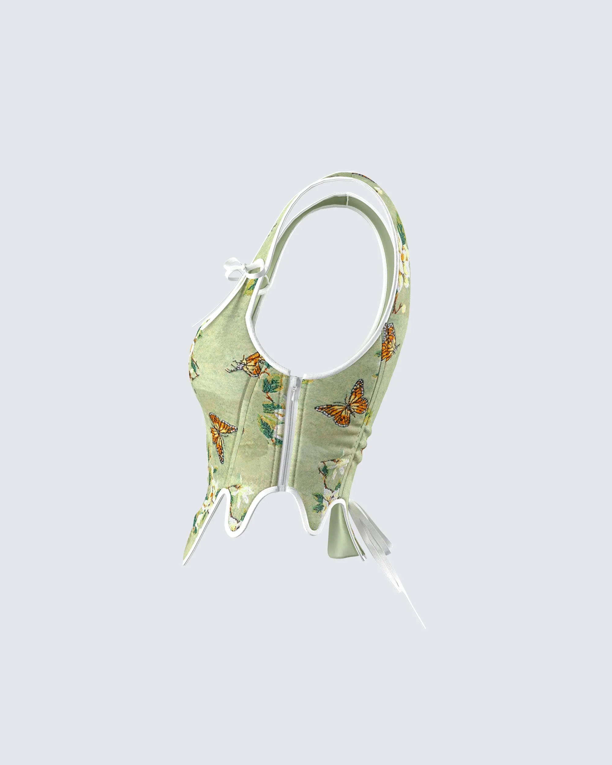 Samara Green Floral Jacquard Corset Top sold by Finesse product image thumbnail 2