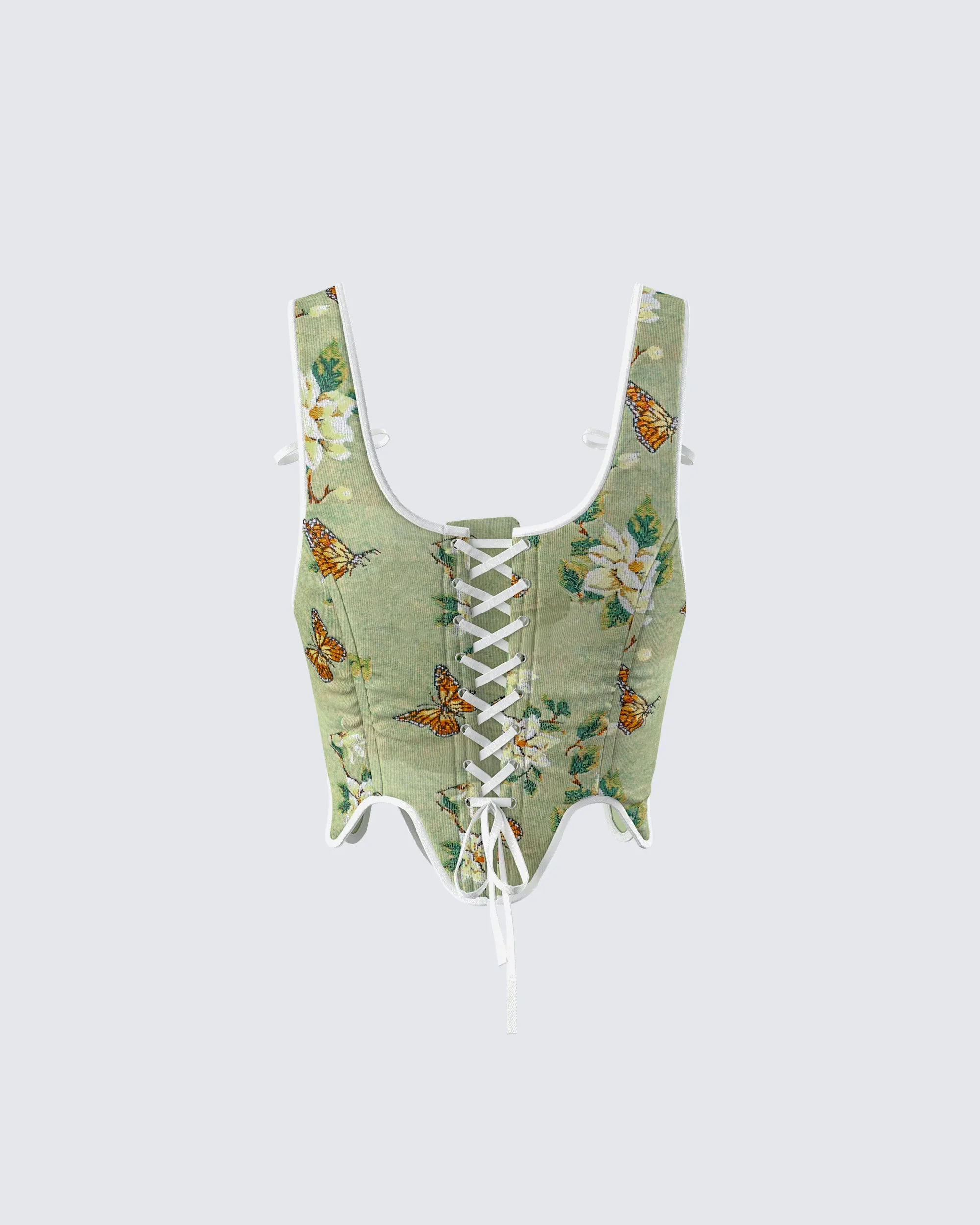 Samara Green Floral Jacquard Corset Top sold by Finesse product image thumbnail 3
