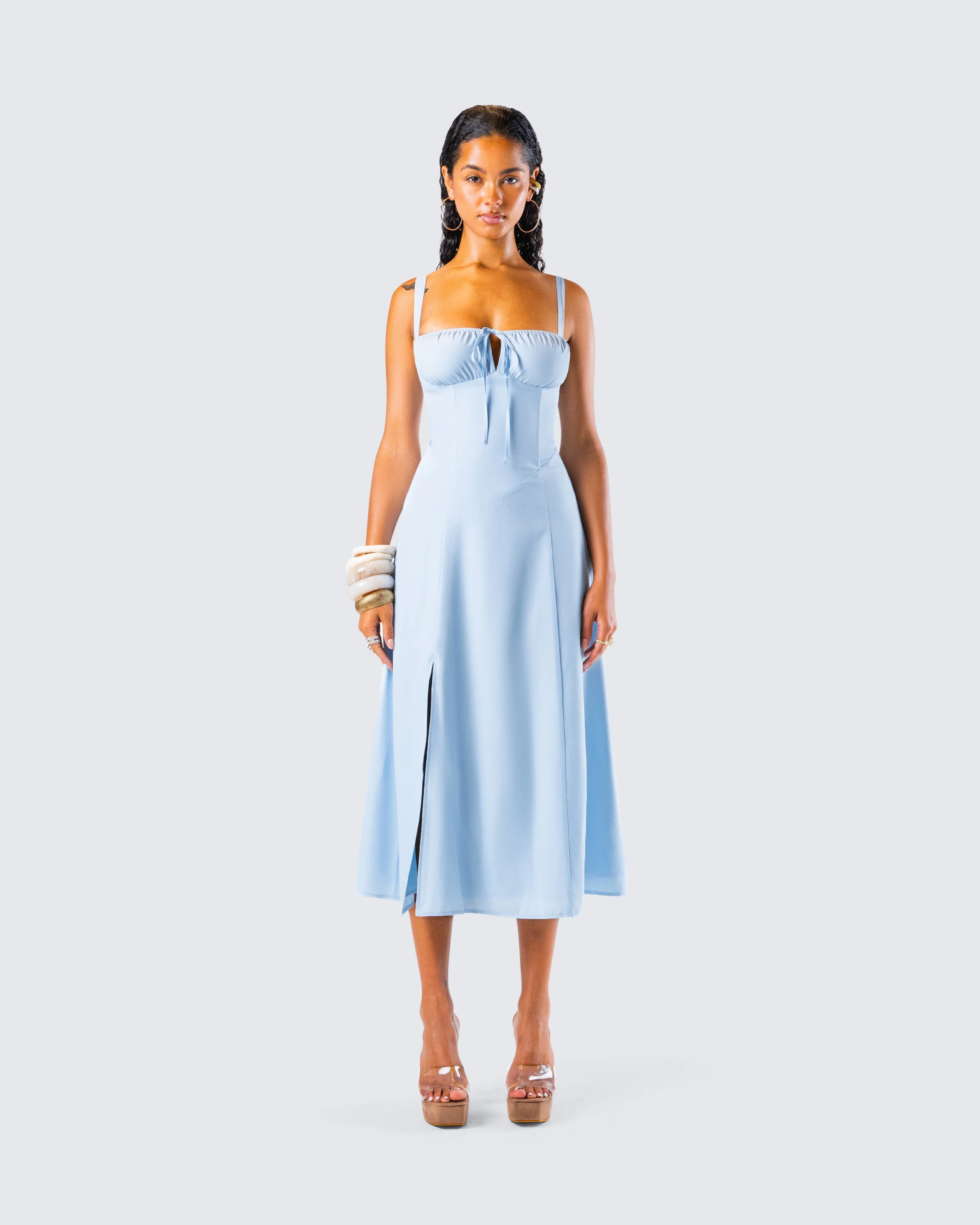 Hera Blue Corset Midi Dress sold by Finesse product image thumbnail 4