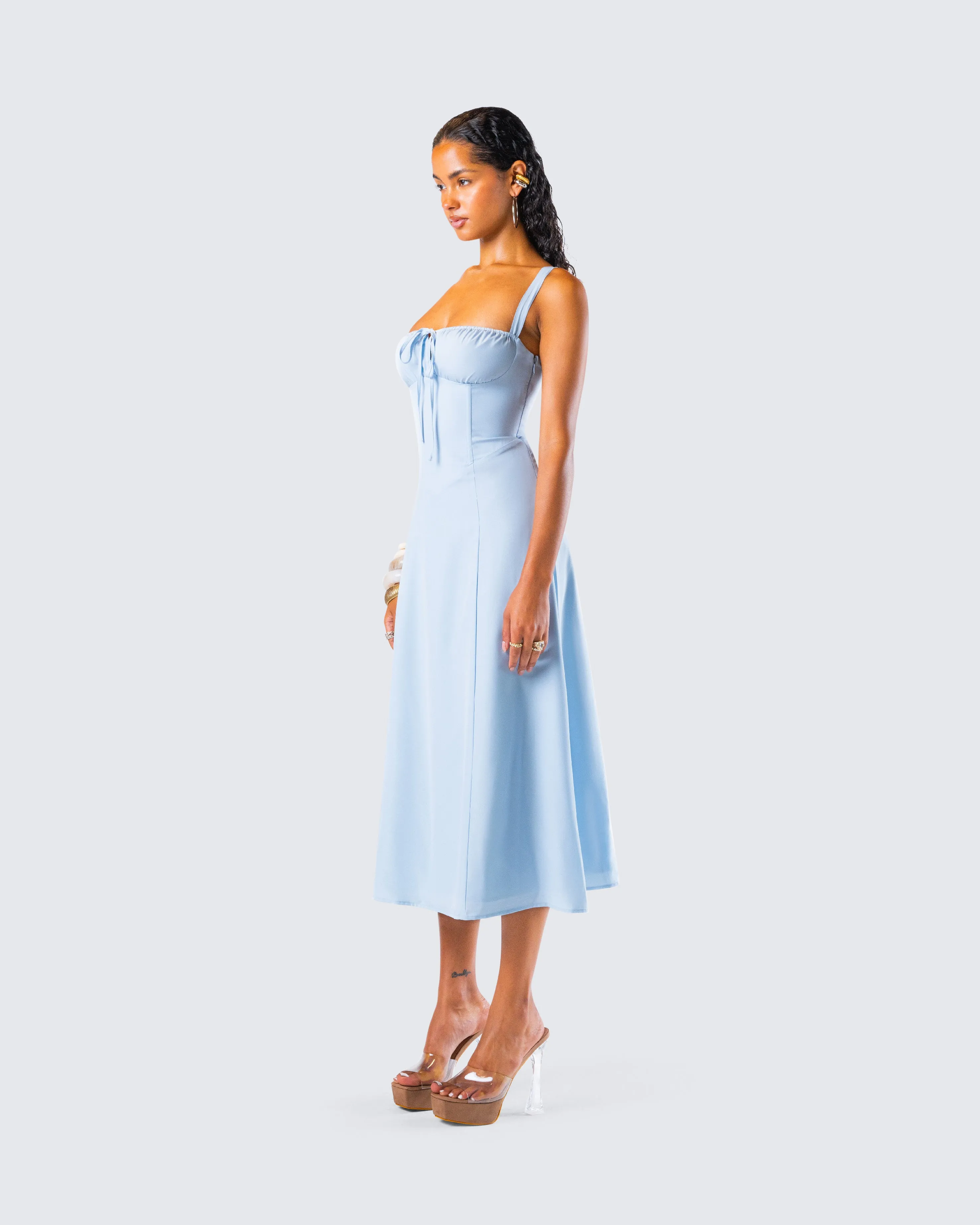 Hera Blue Corset Midi Dress sold by Finesse product image thumbnail 5