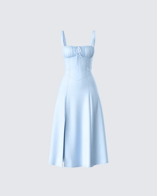 Hera Blue Corset Midi Dress sold by Finesse