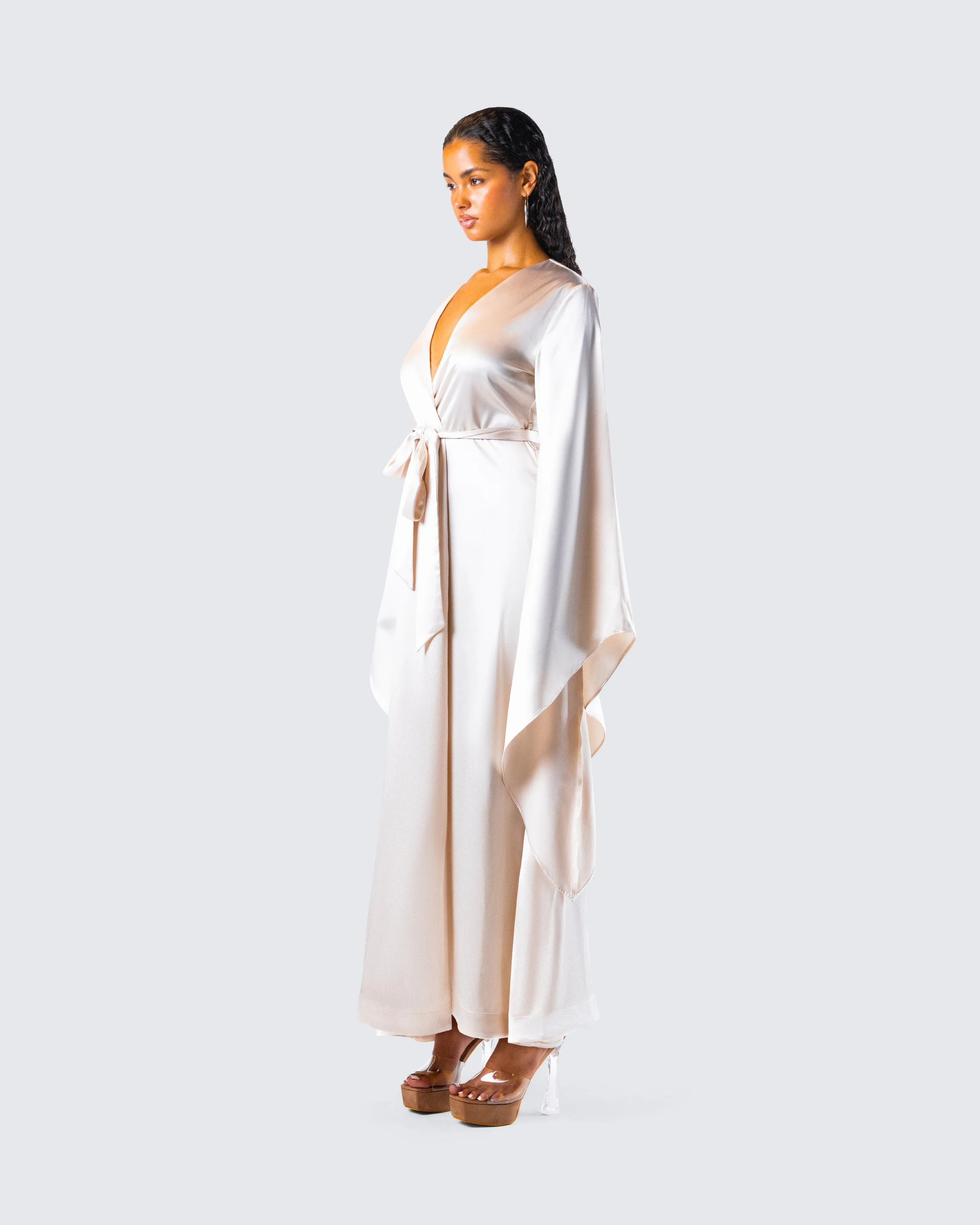 Cressida Ivory Satin Maxi Robe sold by Finesse product image thumbnail 5